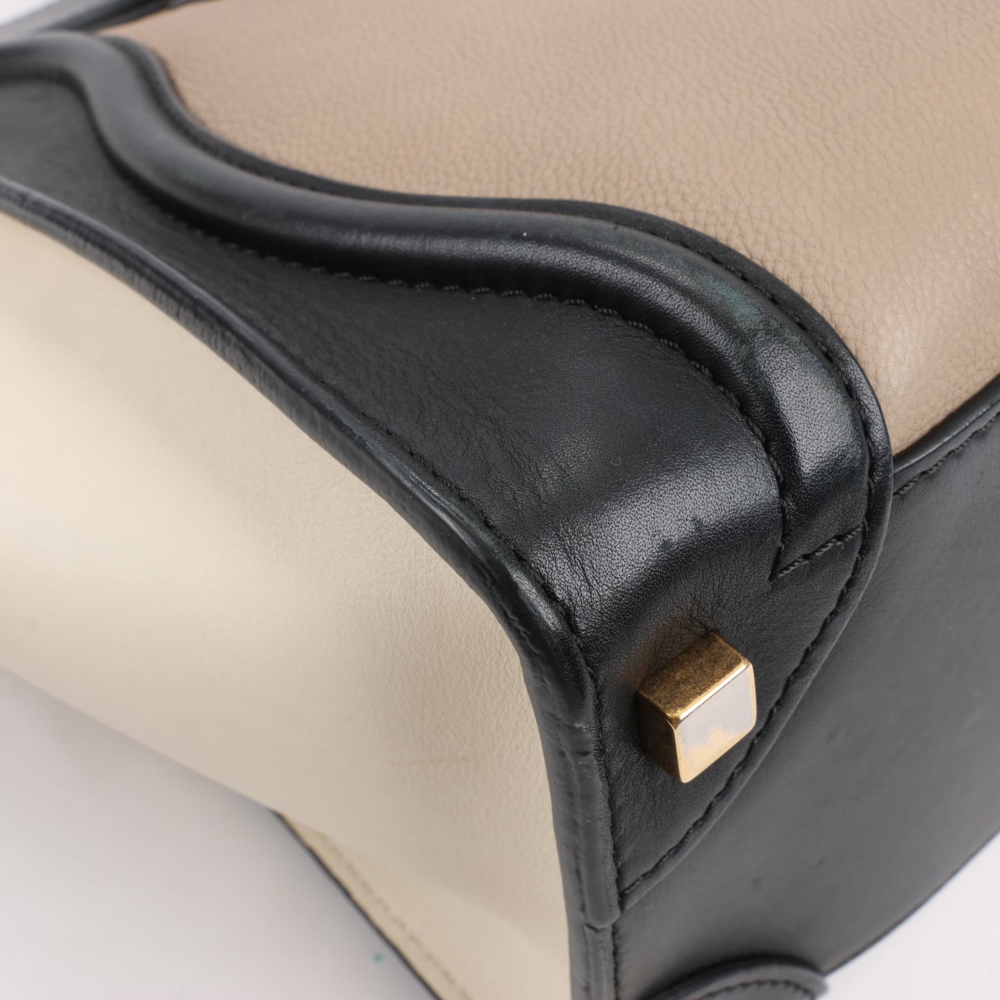 CELINE Luggage Micro Lederhandtasche dreifarbig in Beige