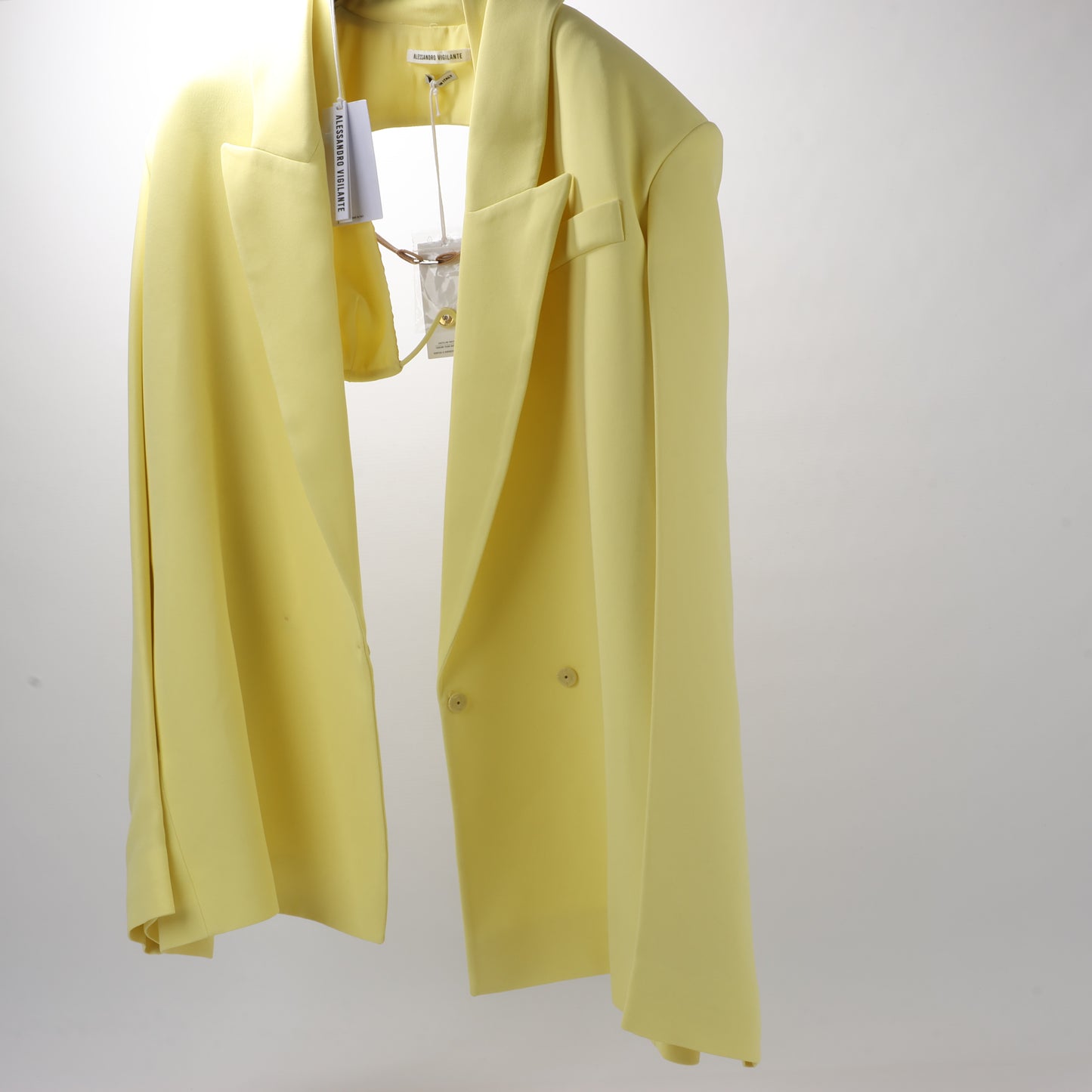 Alessandro Vigilante Yellow Blazer with Coordinating Bra Top, Size 44/40
