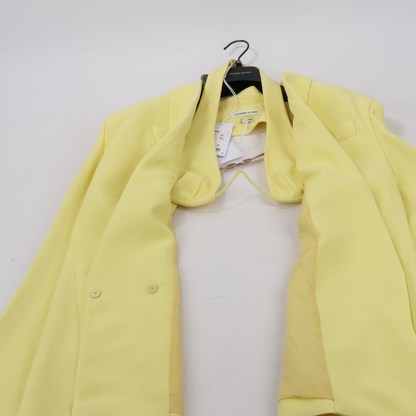 Alessandro Vigilante Yellow Blazer with Coordinating Bra Top, Size 44/40