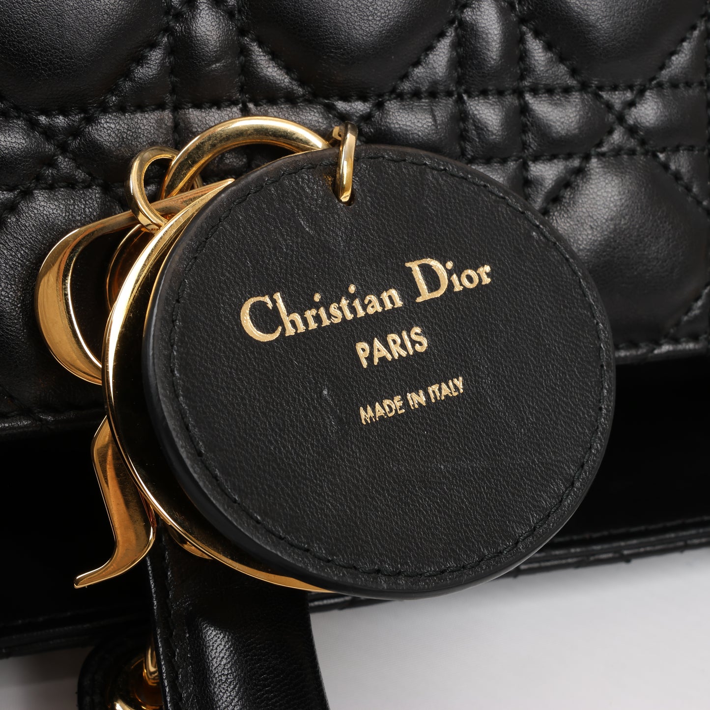 Christian Dior Lady Dior Große 2-Wege-Handtasche aus Cannage-Leder in Schwarz