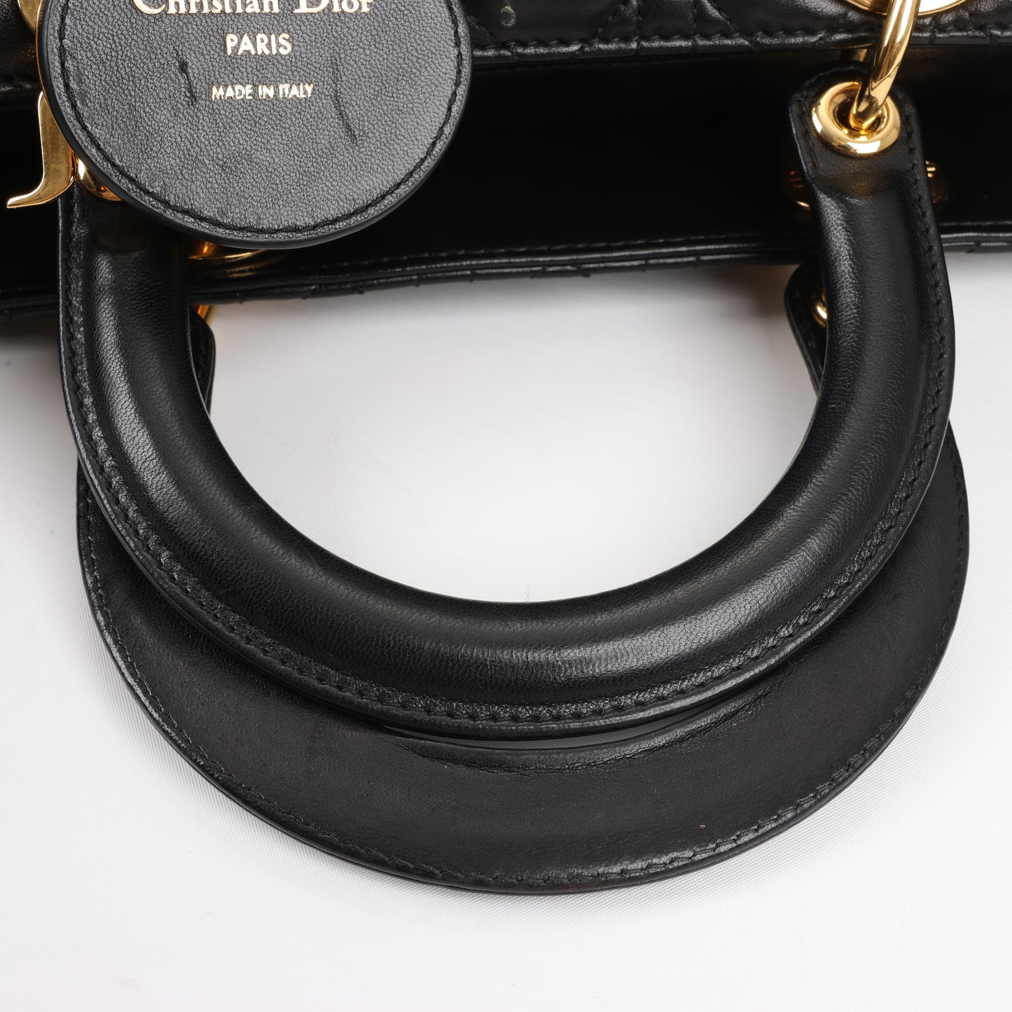 Christian Dior Lady Dior Große 2-Wege-Handtasche aus Cannage-Leder in Schwarz