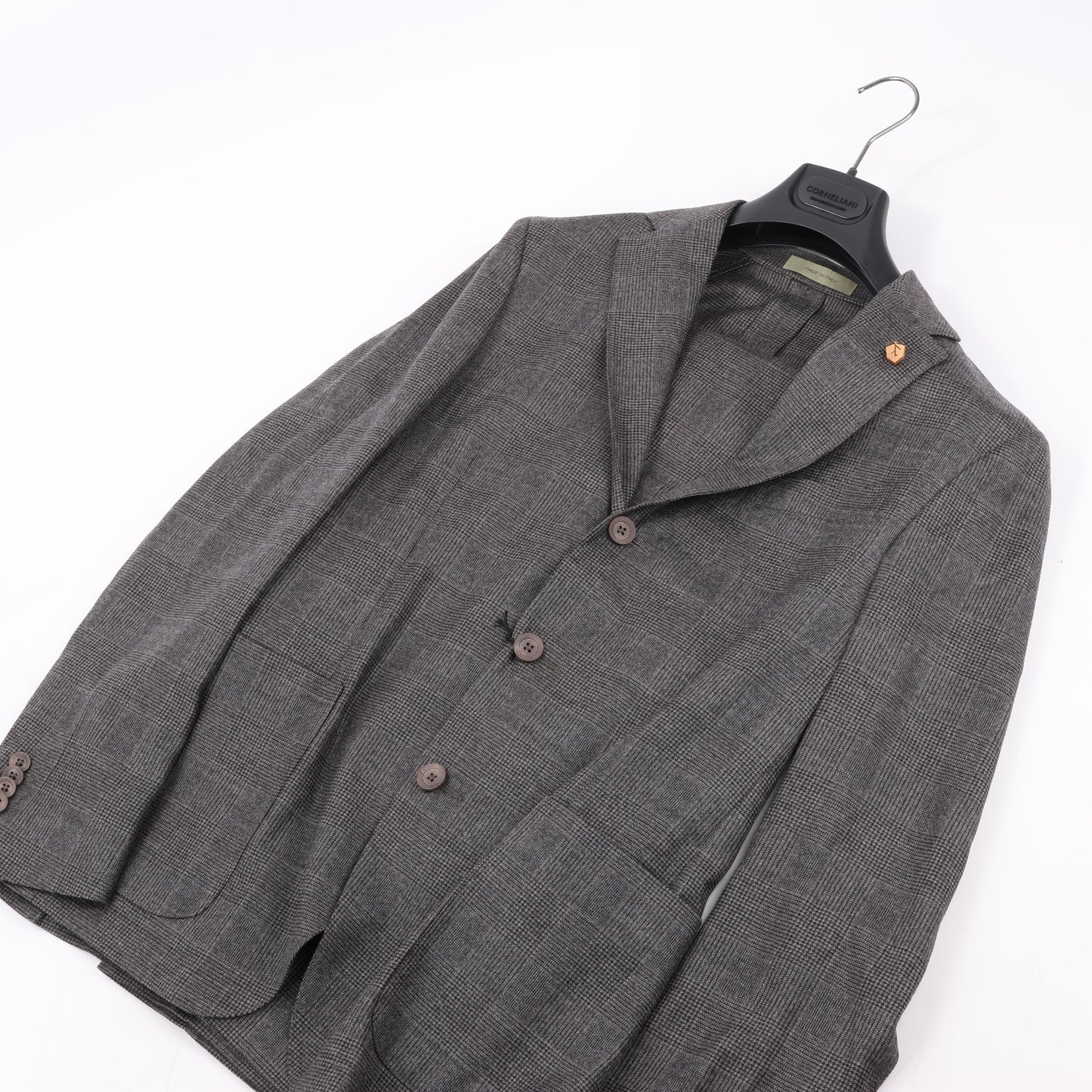 CORNELIANI Glen Plaid Blazer and Trousers Set, Size 48