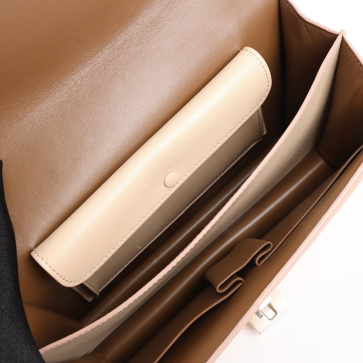 Celine Case Flap Leather Chain Shoulder Bag in Beige