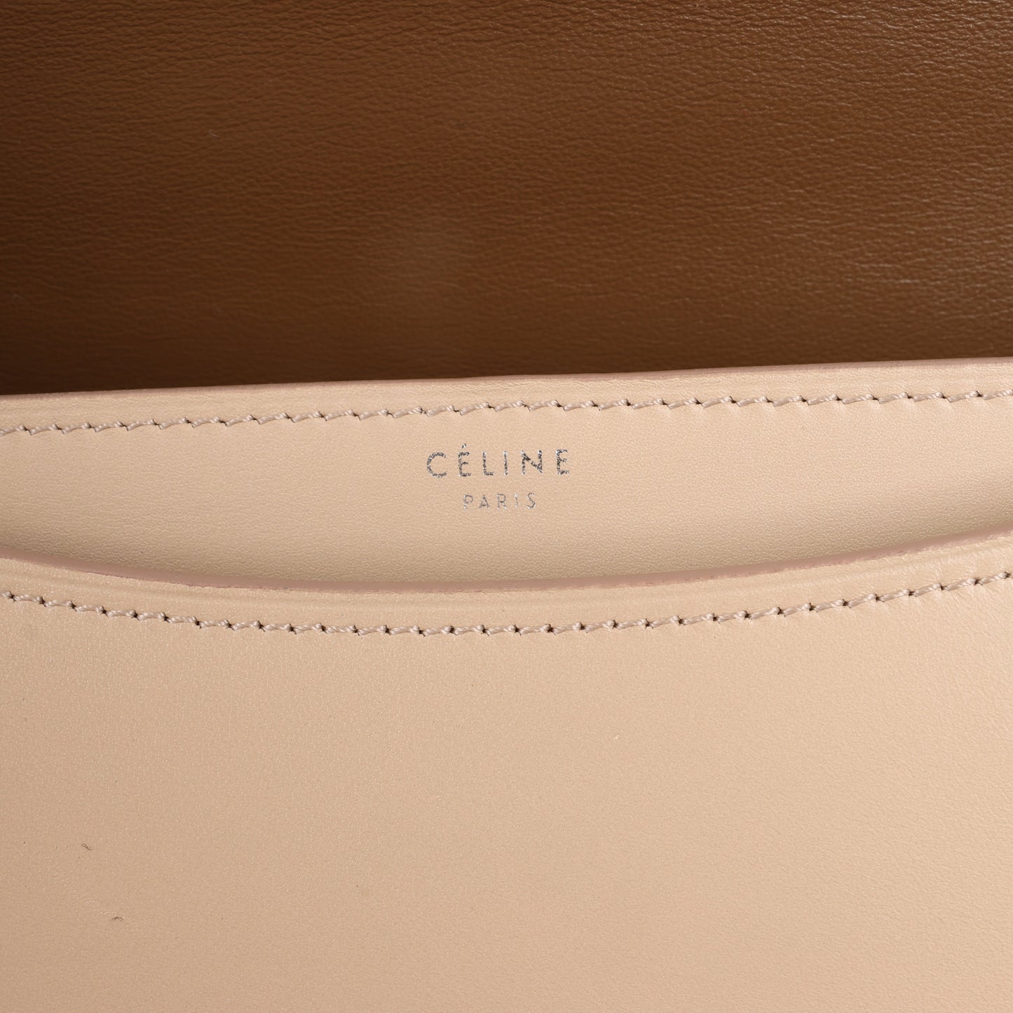 Celine Case Flap Leather Chain Shoulder Bag in Beige