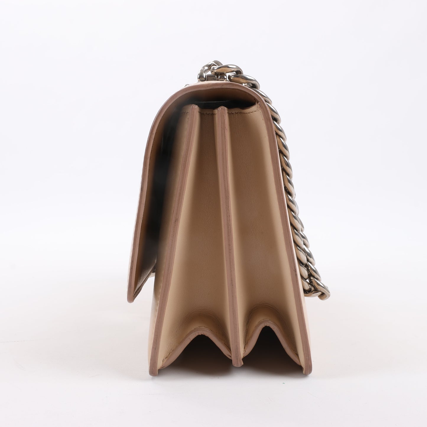 Celine Case Flap Leather Chain Shoulder Bag in Beige
