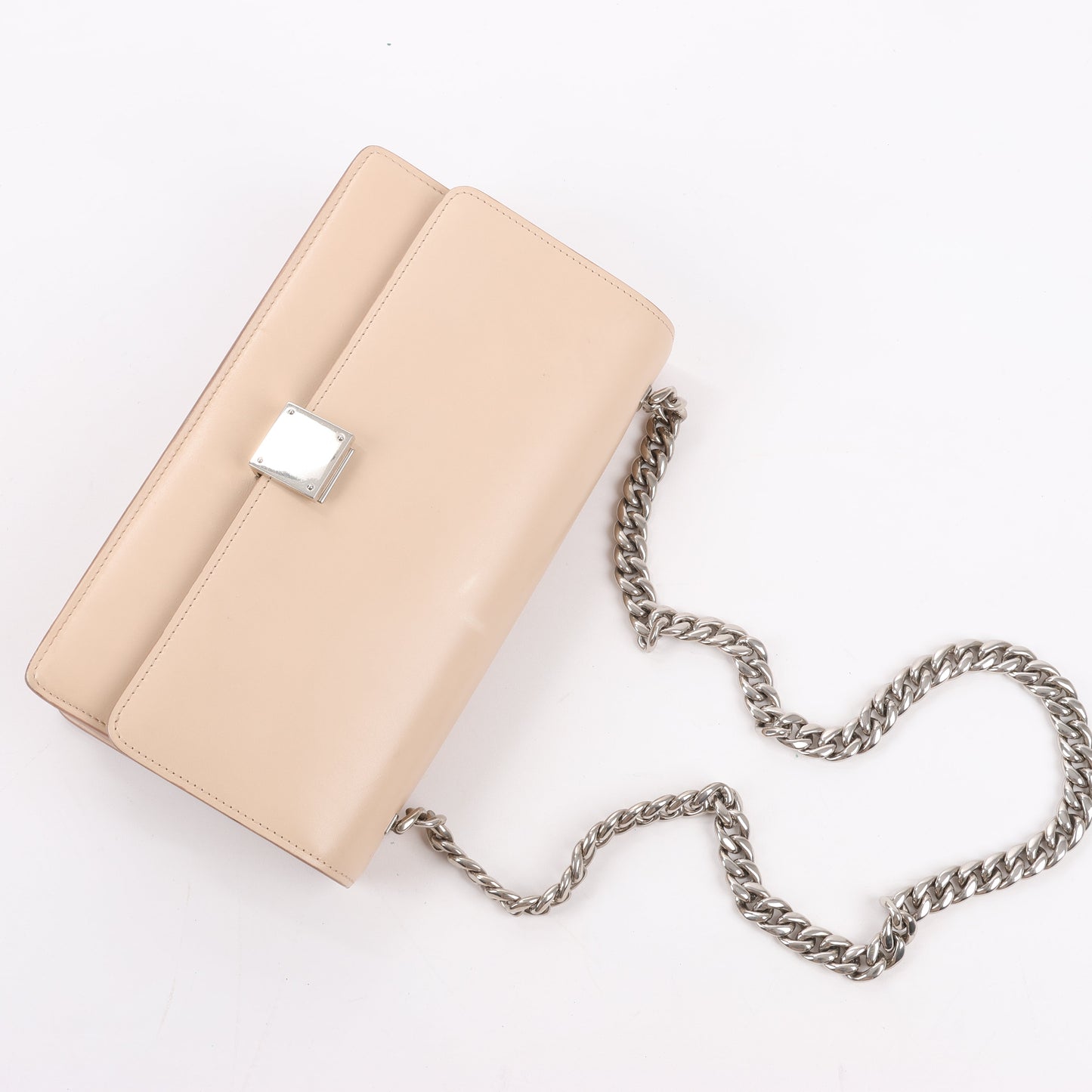 Celine Case Flap Leather Chain Shoulder Bag in Beige