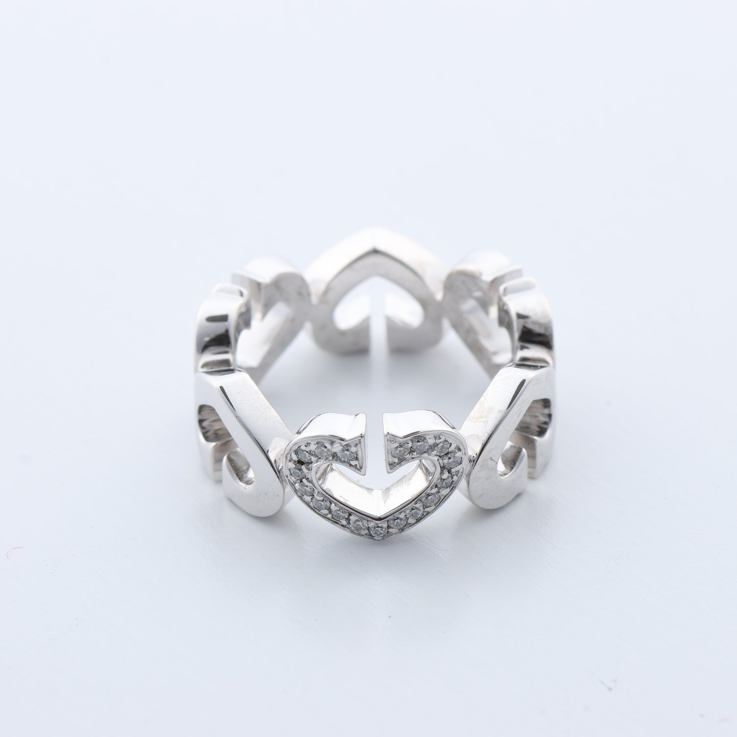 Cartier C Heart Diamond Ring 750(WG) 8.0g, Size 47 EU