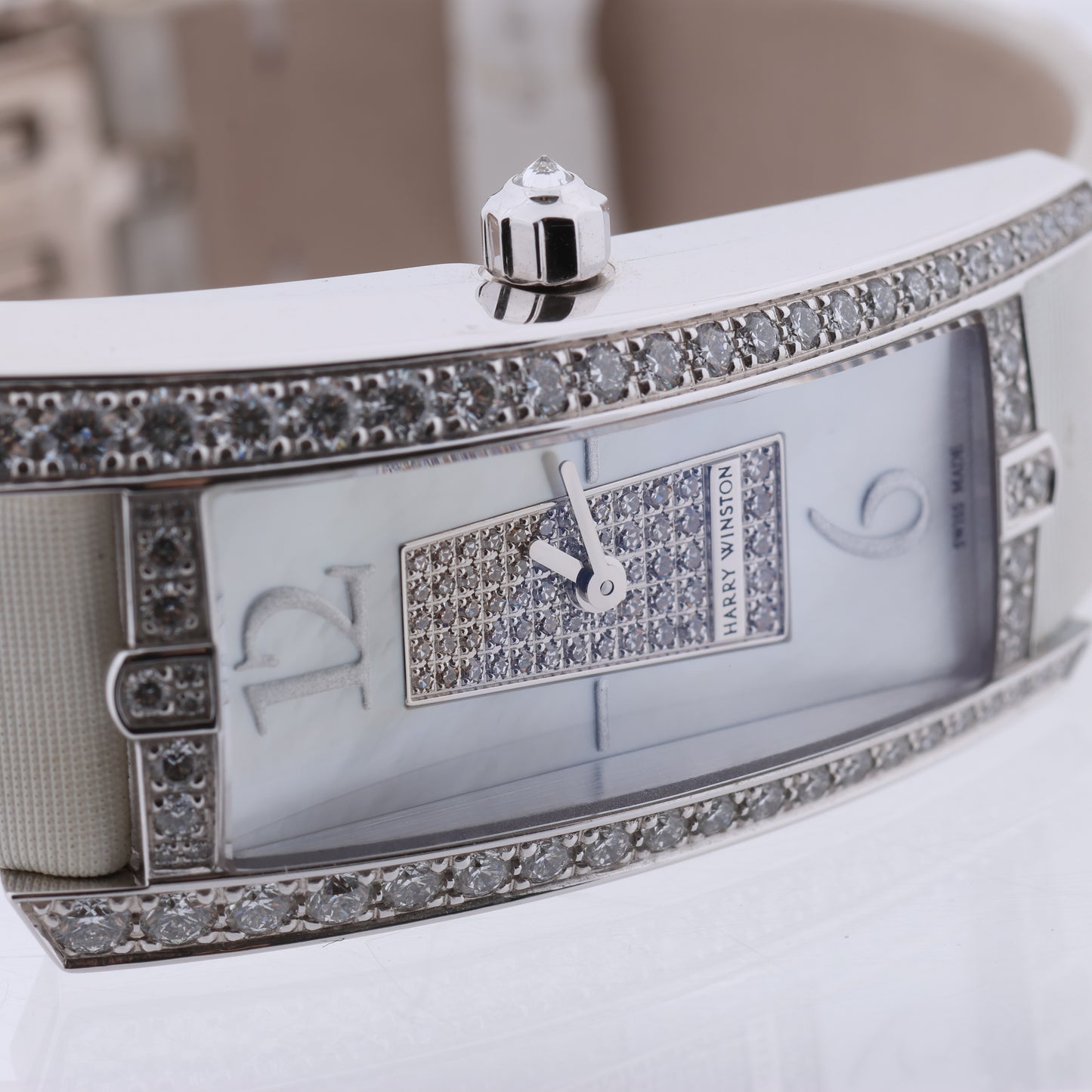 Harry Winston Avenue Traffic AVTQHM21WW002 Krokodilleder x WG QZ MOP Zifferblattuhr
