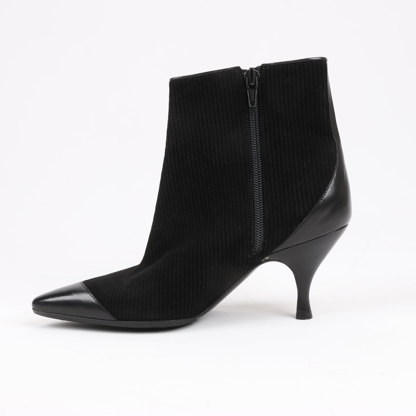 Ferragamo Gancini Leather & Suede Ankle Boots in Black, Size 4.5 US
