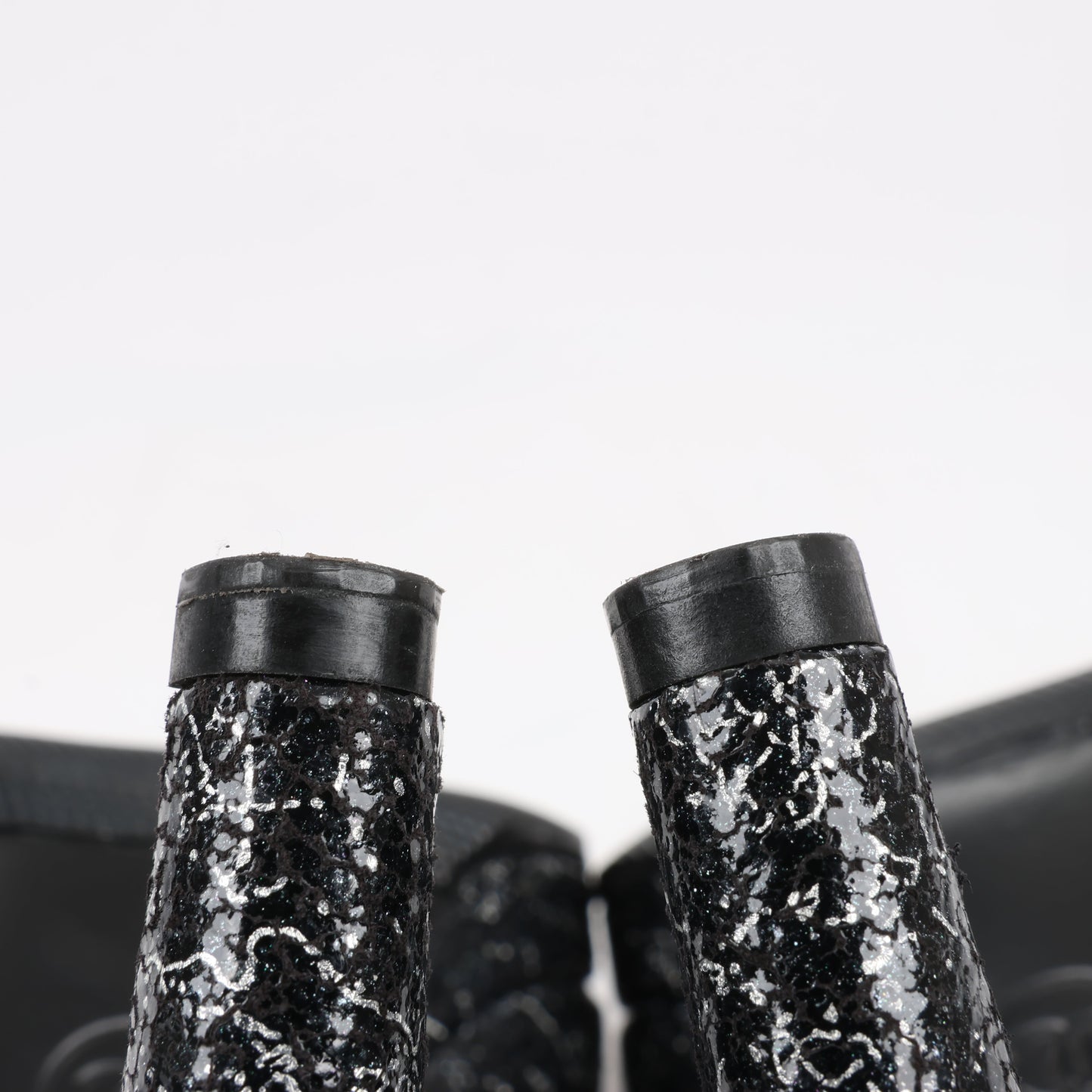 Chanel Coco Mark Leder Heels Schwarz × Silber G29571, Größe 36 EU