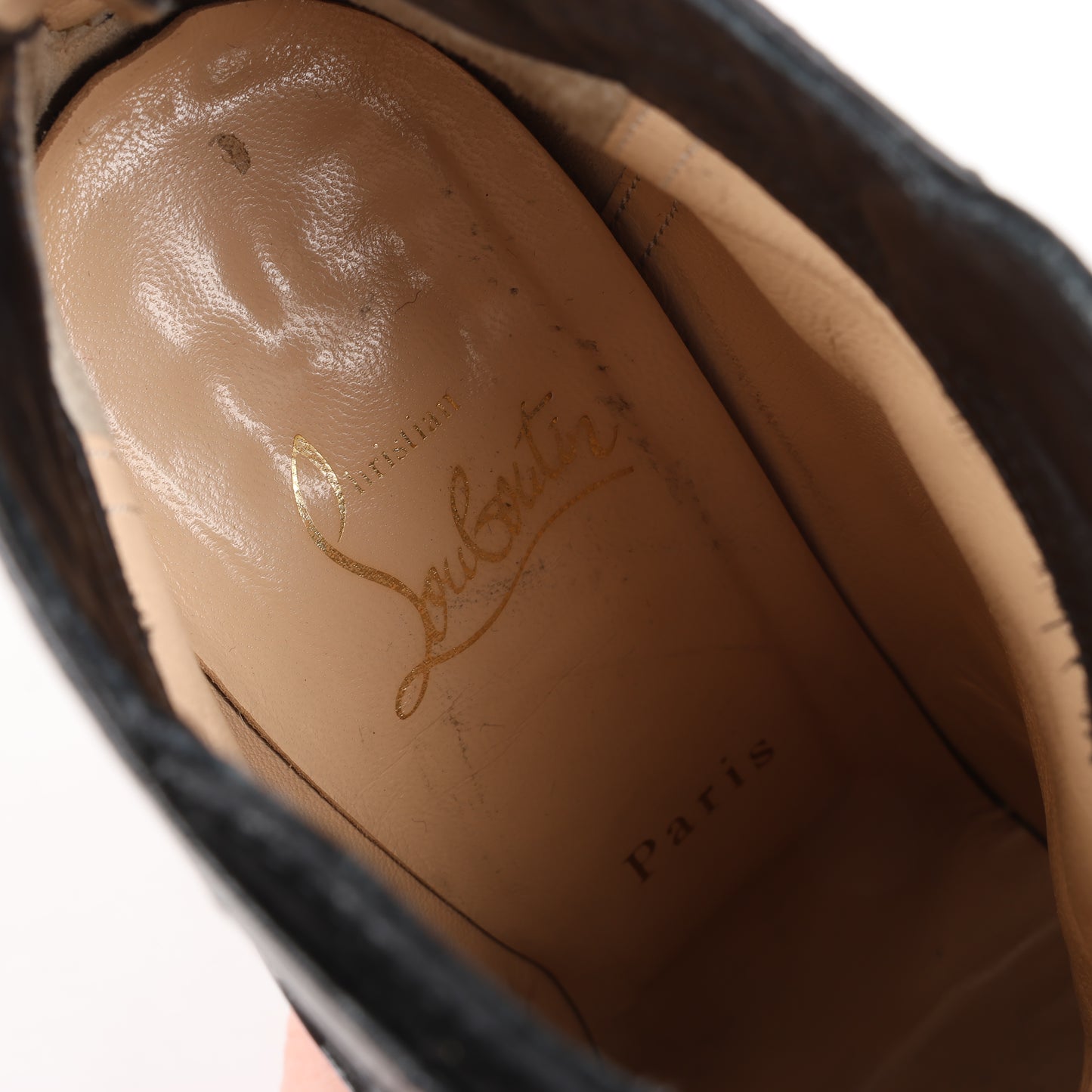 Christian Louboutin Leather & Suede Ankle Boots in Black, Size 37 EU