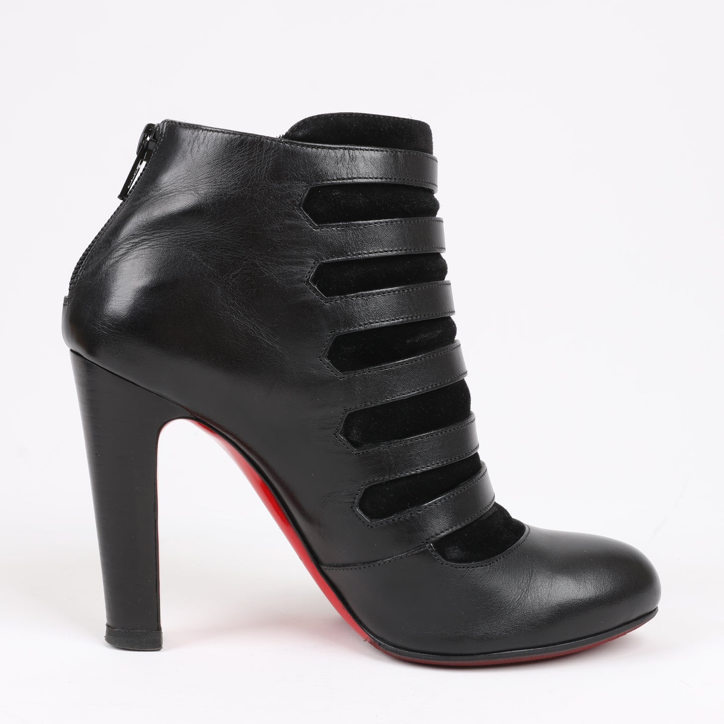 Christian Louboutin Leather & Suede Ankle Boots in Black, Size 37 EU