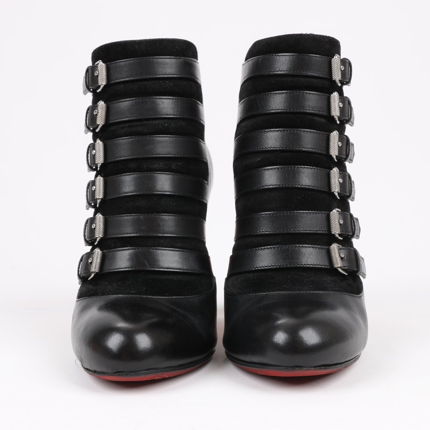 Christian Louboutin Leather & Suede Ankle Boots in Black, Size 37 EU