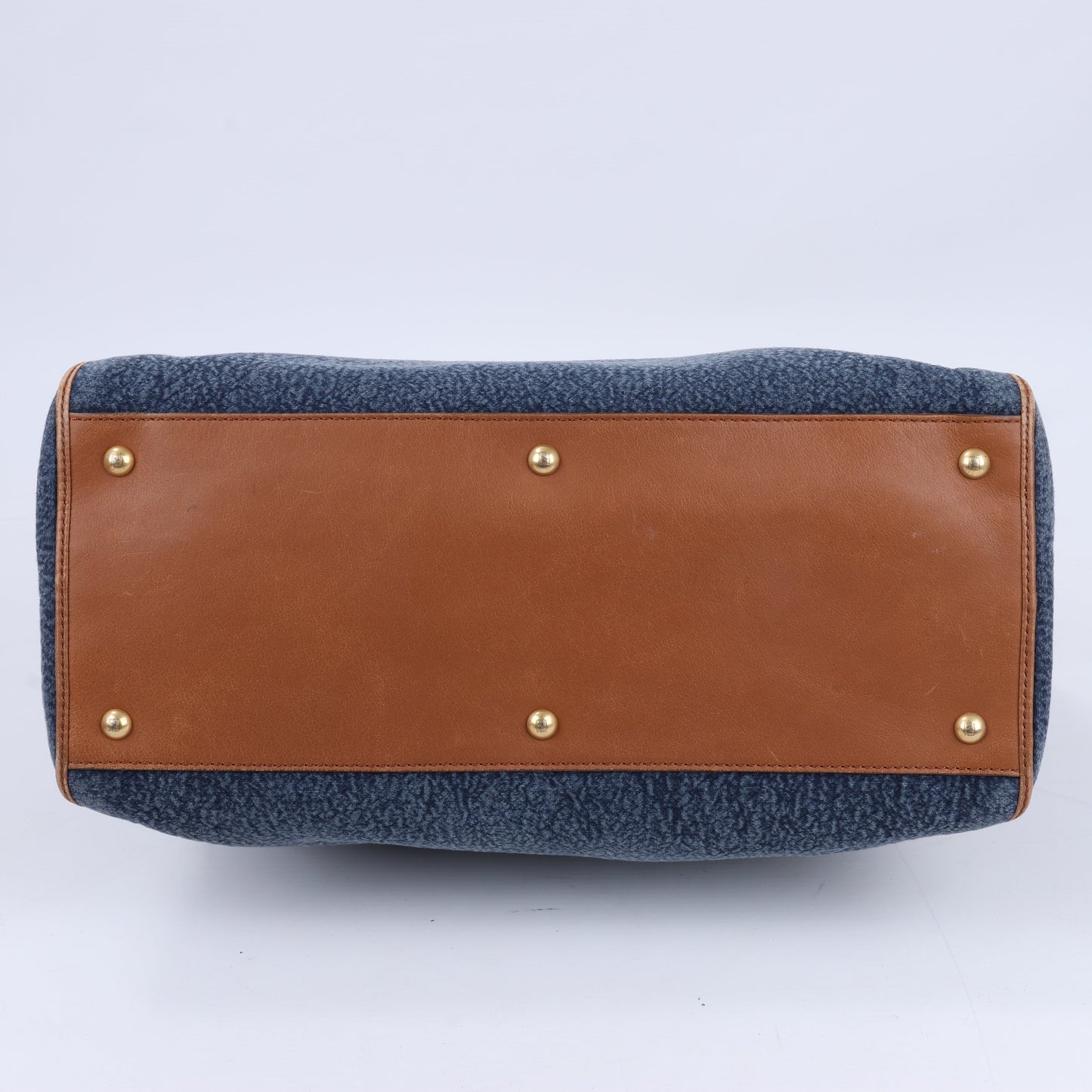 Fendi Chameleon Denim & Leder 2Way Boston Handtasche in Marineblau 8BL110