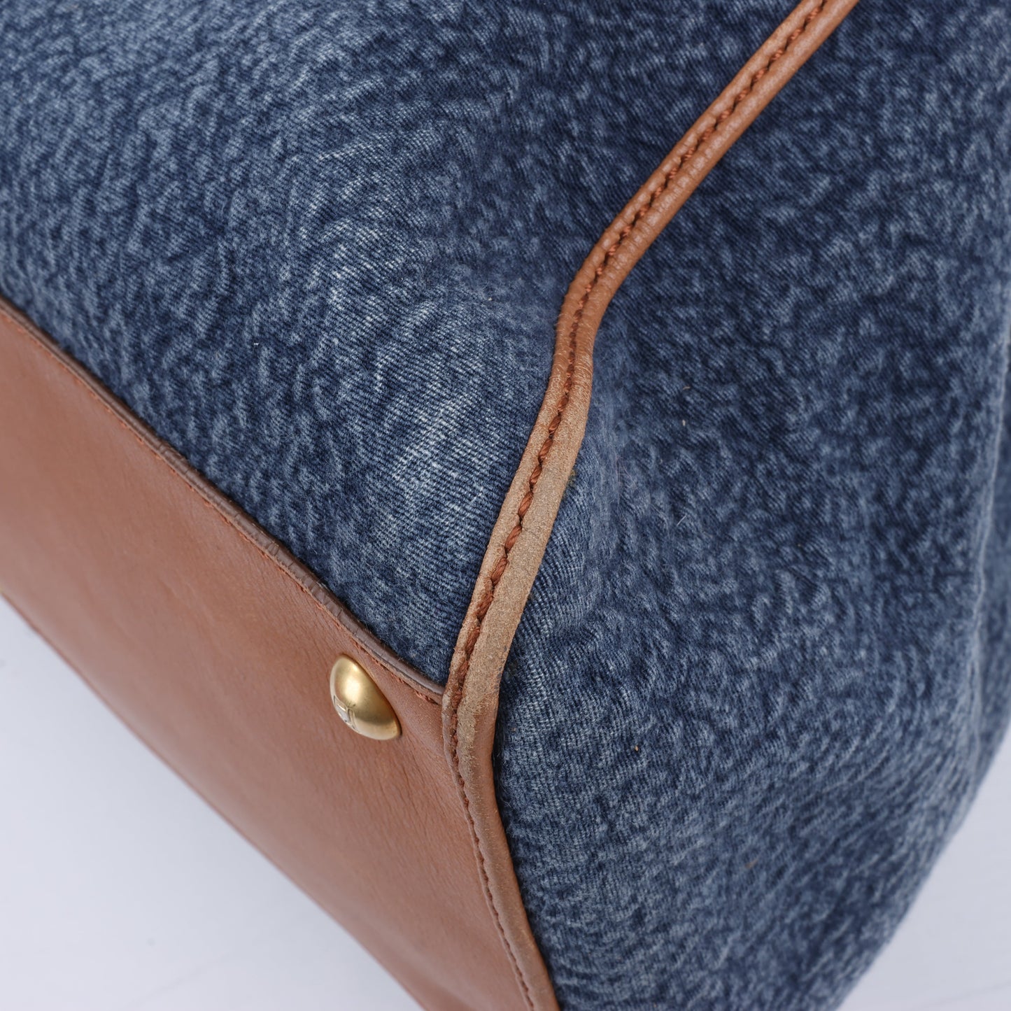 Fendi Chameleon Denim & Leder 2Way Boston Handtasche in Marineblau 8BL110