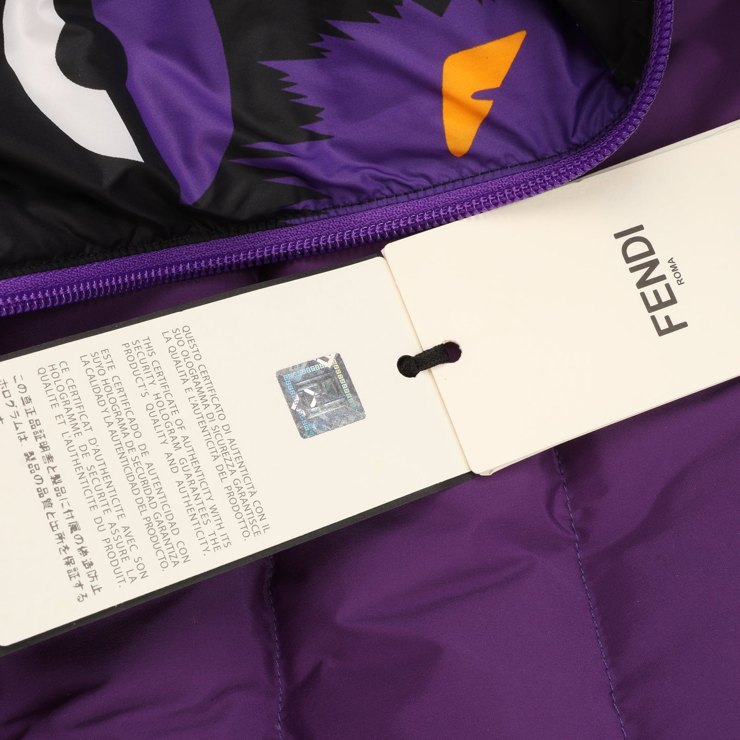 Fendi Purple Puffer Jacket, Size 44