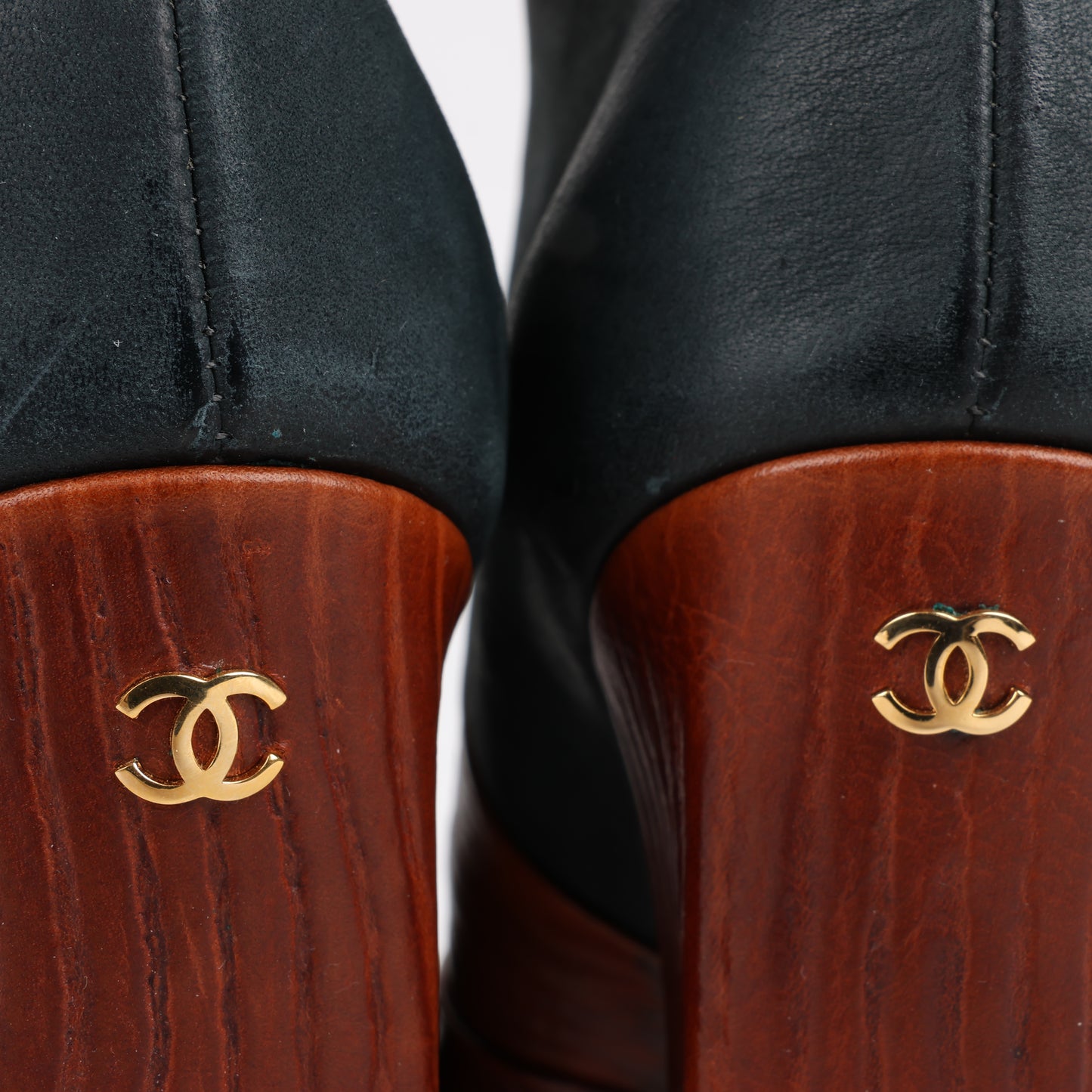Chanel Coco Mark Nubuck x Leather Long boots in Black × Brown G30177, Size 38 EU