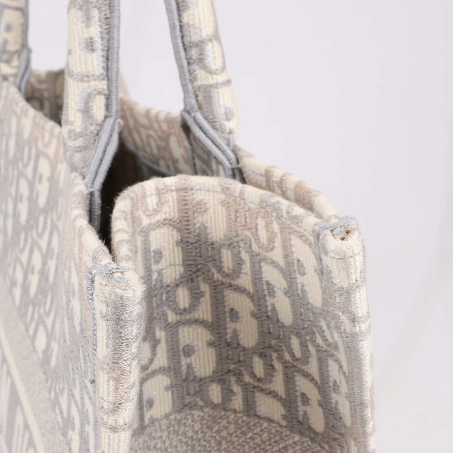 Christian Dior Oblique Book Tote Canvas Tote Handbag in Gray / with scarf