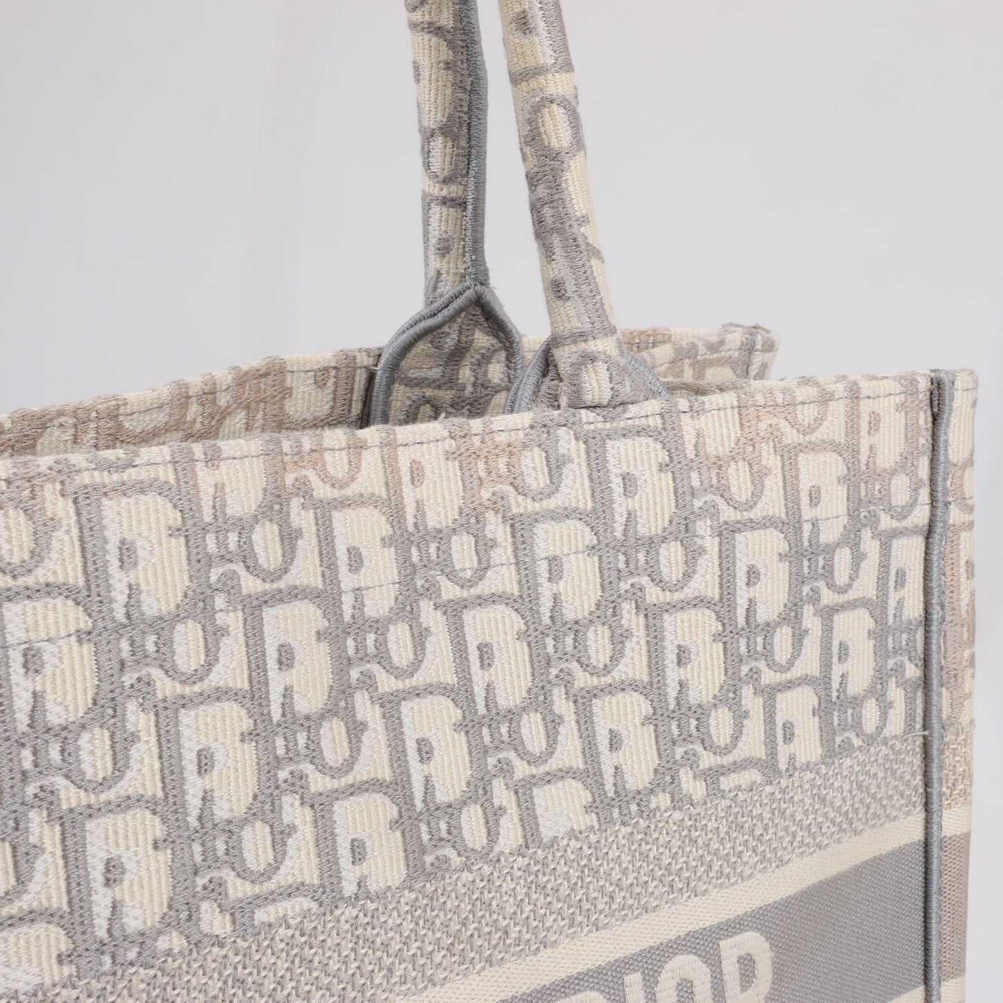 Christian Dior Oblique Book Tote Canvas Tote Handbag in Gray / with scarf