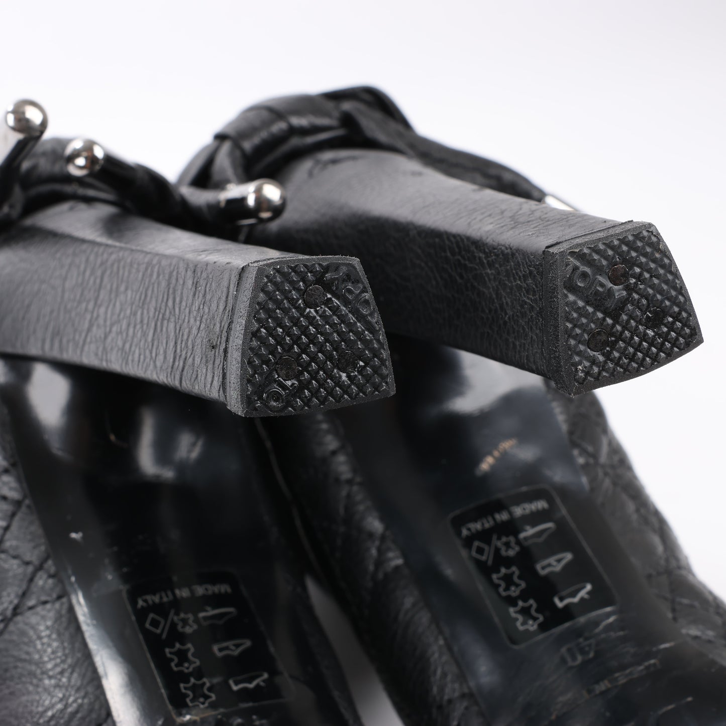 Dior Black Leather Cannage Ice Fur Cuffed Boots, Size 40 EU