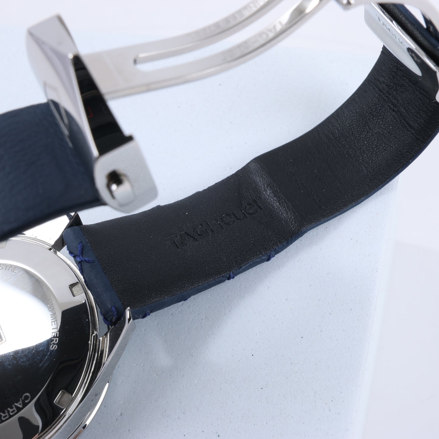 TAG Heuer Carrera WAR1114 RTJ6546 SS & Leather QZ Blue-Face Watch