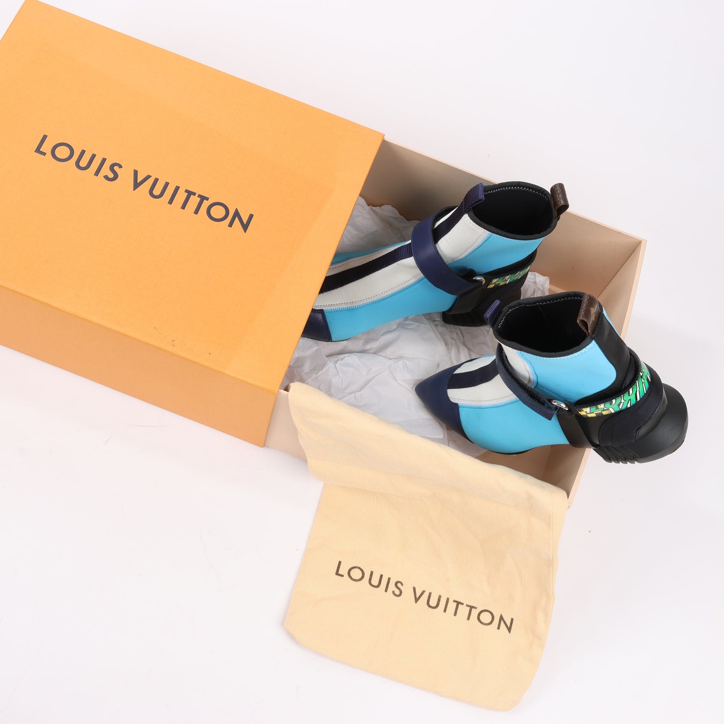 Louis Vuitton Neopren Deep Sea Ankle Boot in Blau, Größe 39 EU