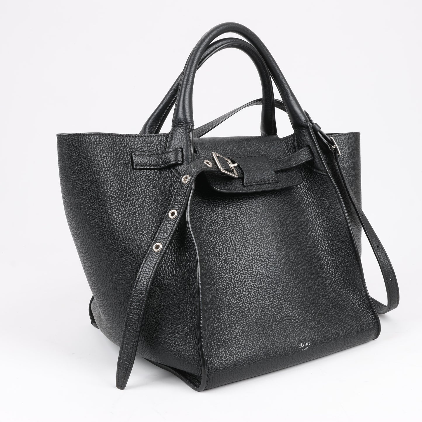 CELINE Big Bag Small Grained Leather 2way Handbag in Black