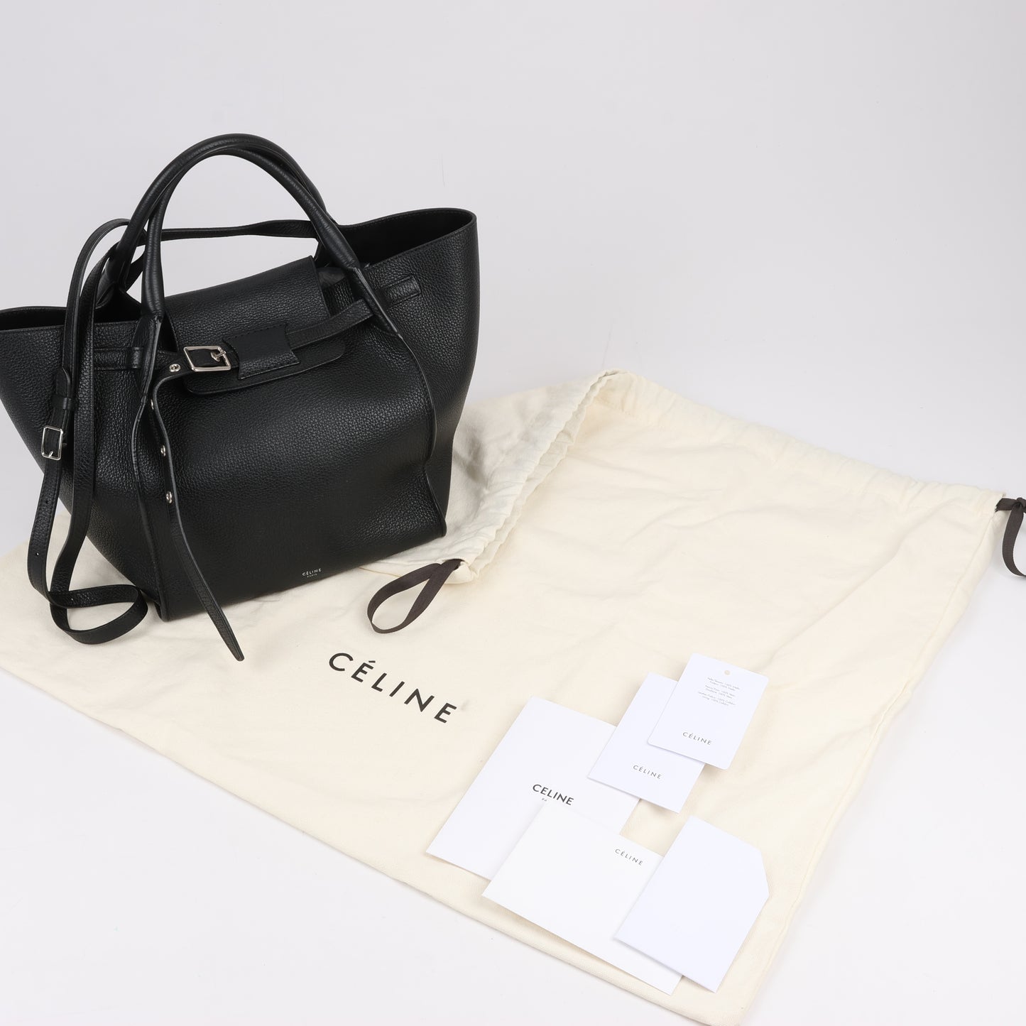 CELINE Big Bag Small Grained Leather 2way Handbag in Black