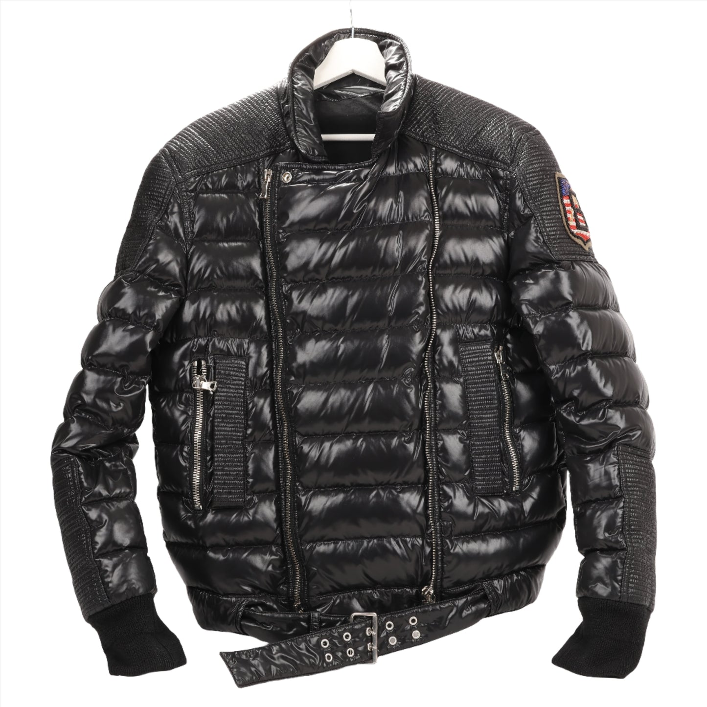 Balmain Black Fall Biker Down Jacket in Size M (slim fit) W4HT812C642B