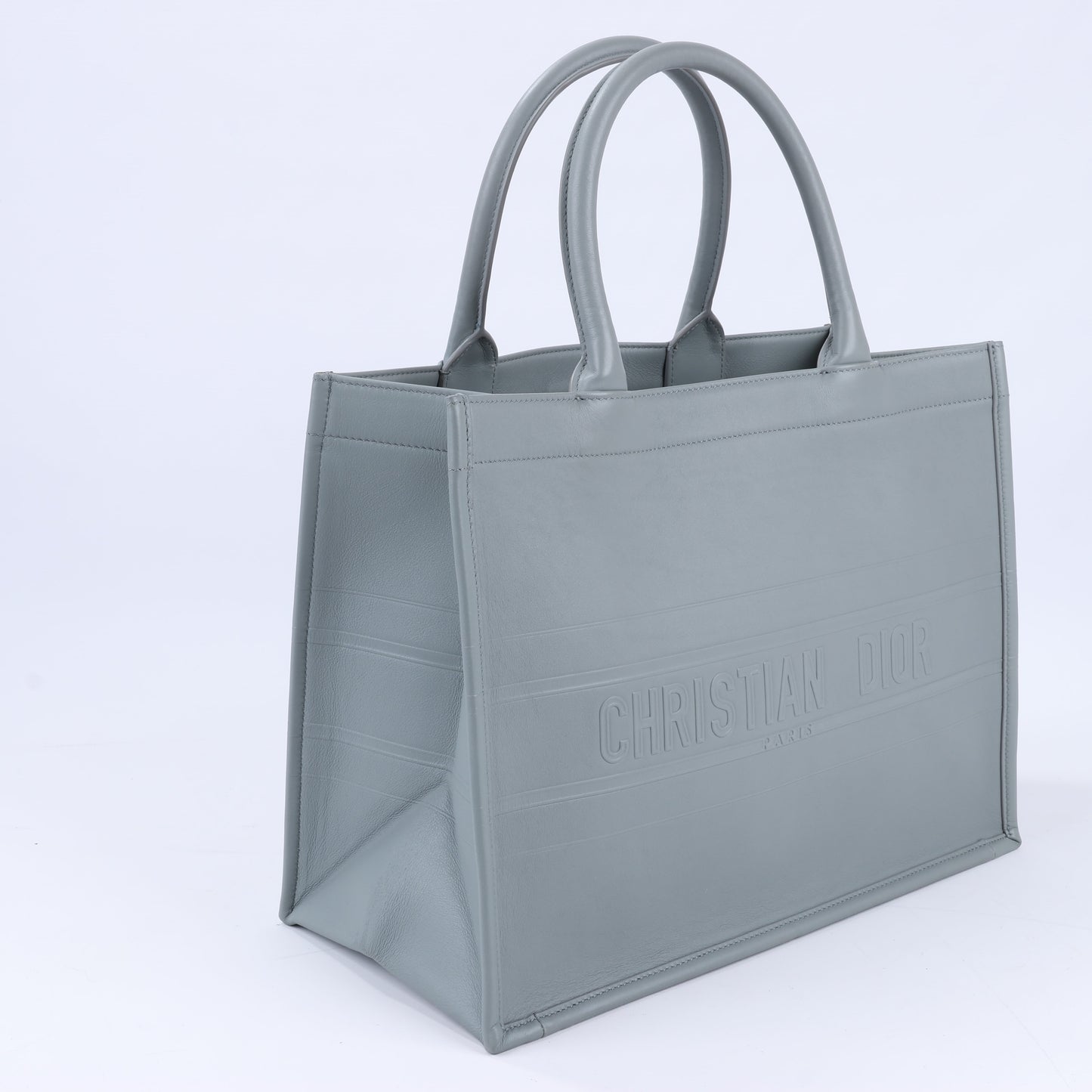 Christian Dior – Book Tote-Handtasche aus Leder in Grau