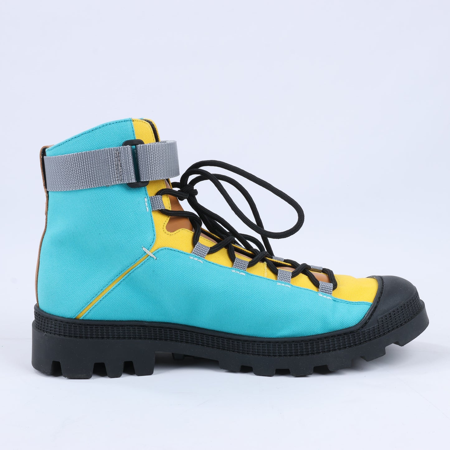 LOEWE Anagram 20SS Kurze Stiefel aus Canvas und Leder, 44 EU, Mehrfarbig