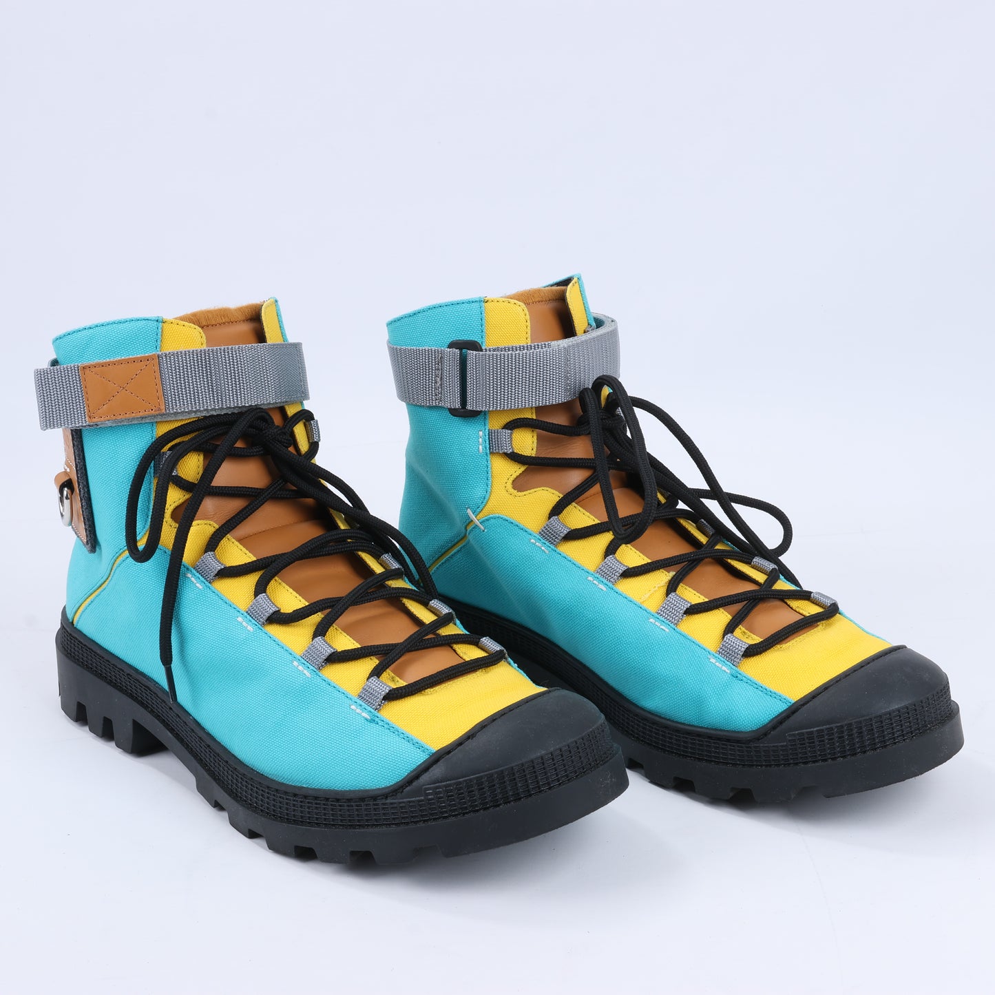 LOEWE Anagram 20SS Kurze Stiefel aus Canvas und Leder, 44 EU, Mehrfarbig