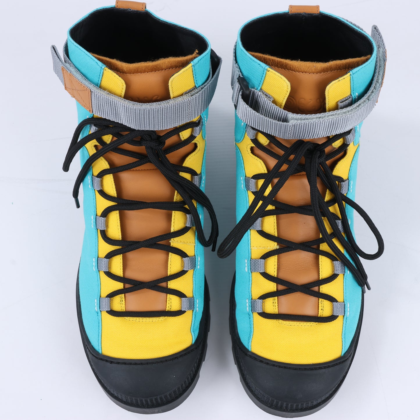 LOEWE Anagram 20SS Kurze Stiefel aus Canvas und Leder, 44 EU, Mehrfarbig