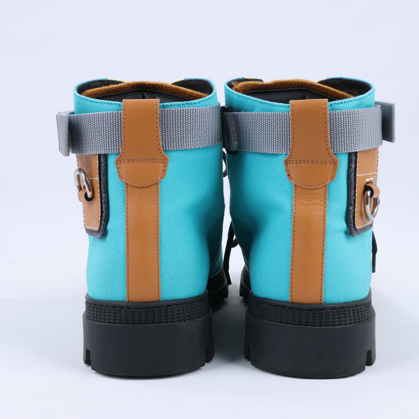 LOEWE Anagram 20SS Kurze Stiefel aus Canvas und Leder, 44 EU, Mehrfarbig