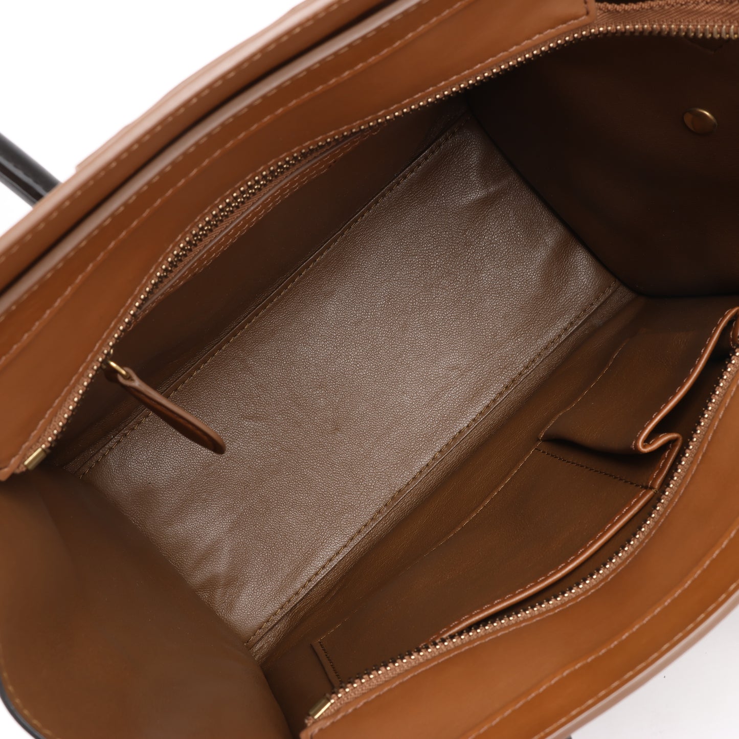 CELINE Luggage Micro Leather Handbag in Tri-color Brown