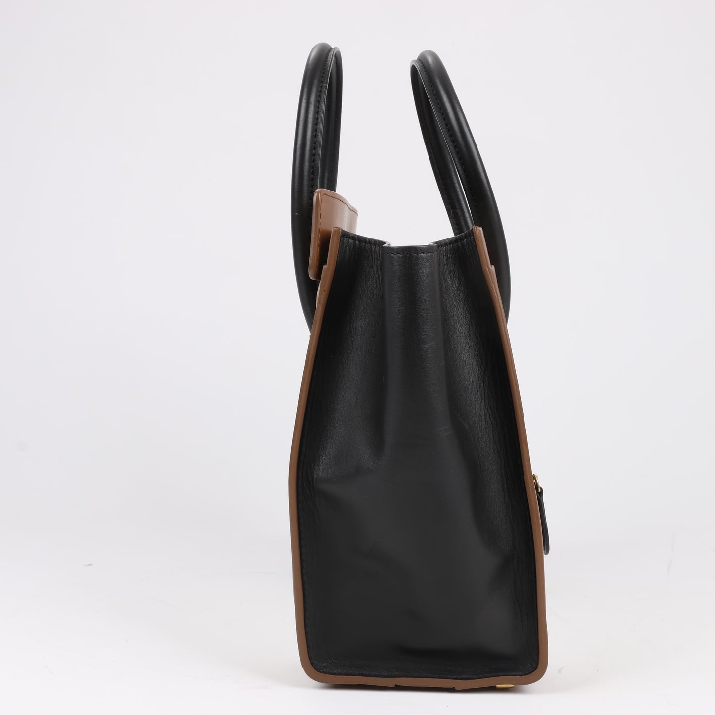 CELINE Luggage Micro Leather Handbag in Tri-color Brown
