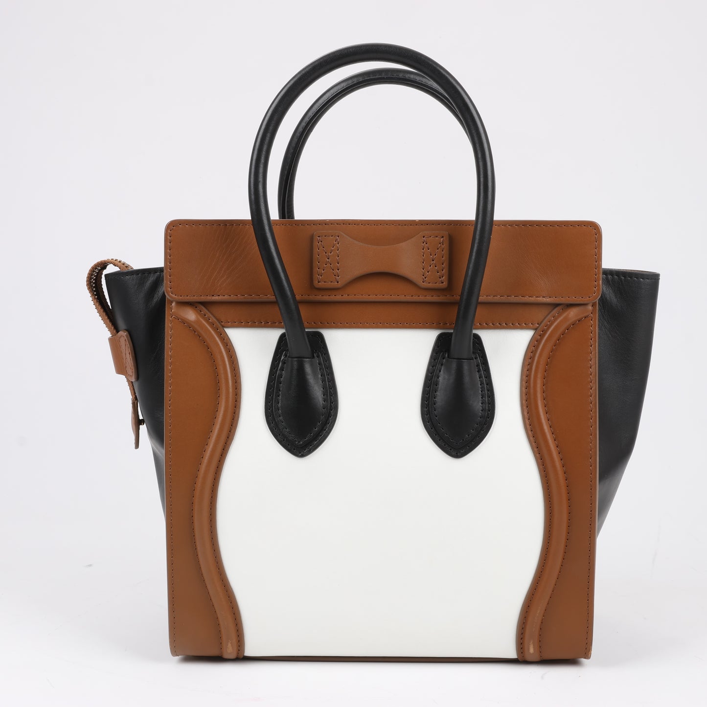 CELINE Luggage Micro Leather Handbag in Tri-color Brown