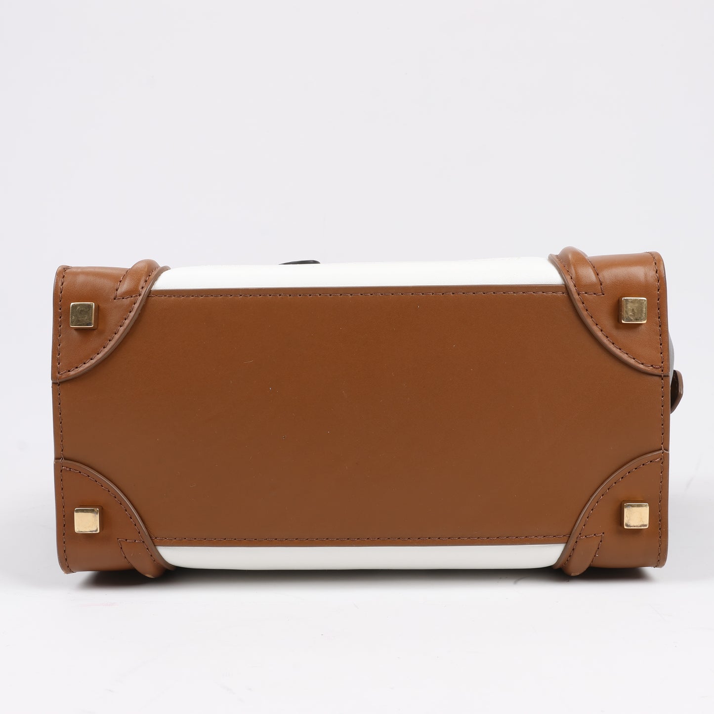 CELINE Luggage Micro Leather Handbag in Tri-color Brown