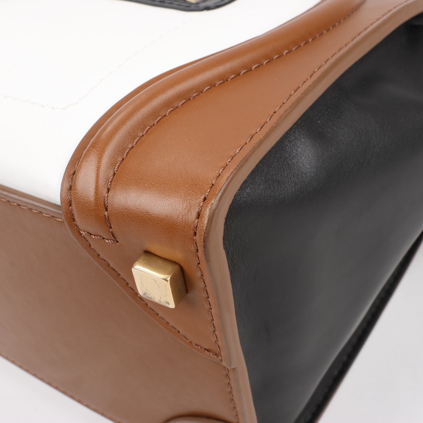 CELINE Luggage Micro Leather Handbag in Tri-color Brown