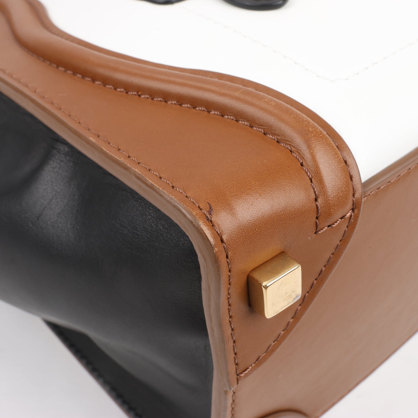 CELINE Luggage Micro Leather Handbag in Tri-color Brown
