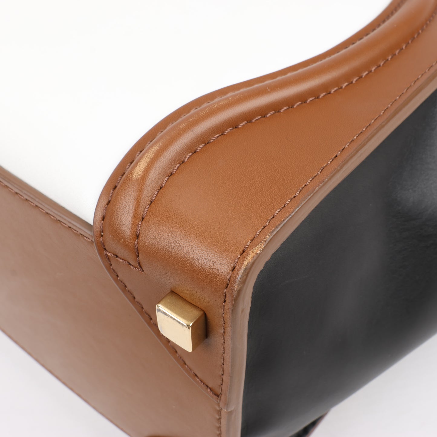 CELINE Luggage Micro Leather Handbag in Tri-color Brown
