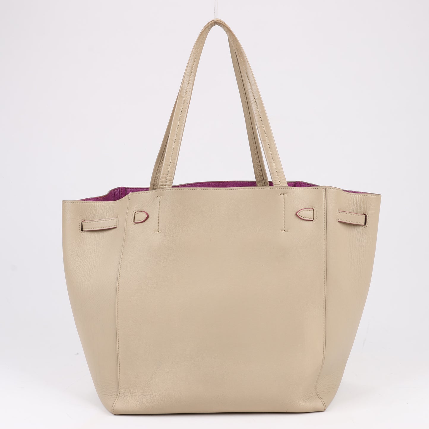 Celine Small Cabas Phantom Leather Shoulder Bag in Beige
