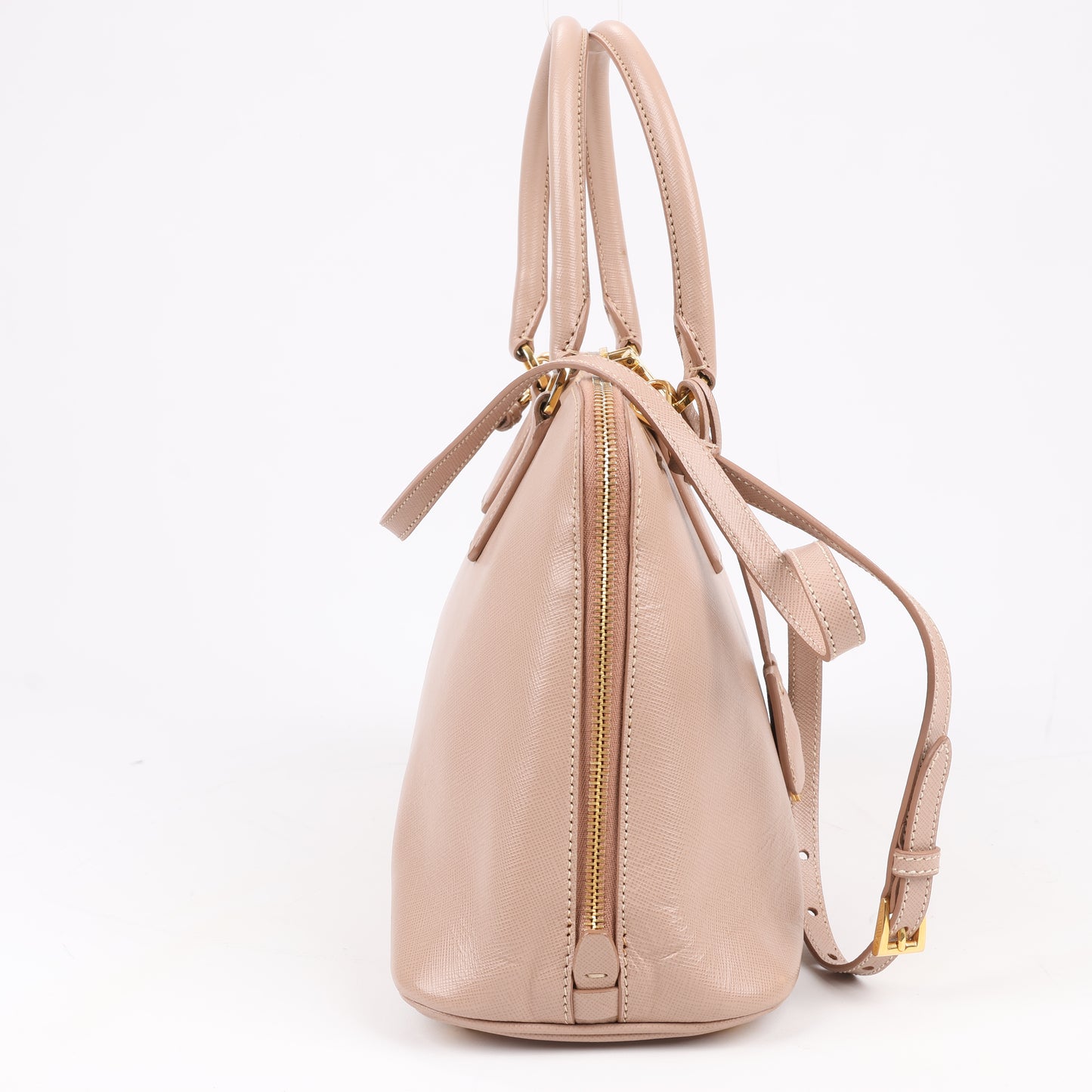 Prada Promenade Saffiano Lux Leather Handbag in Beige