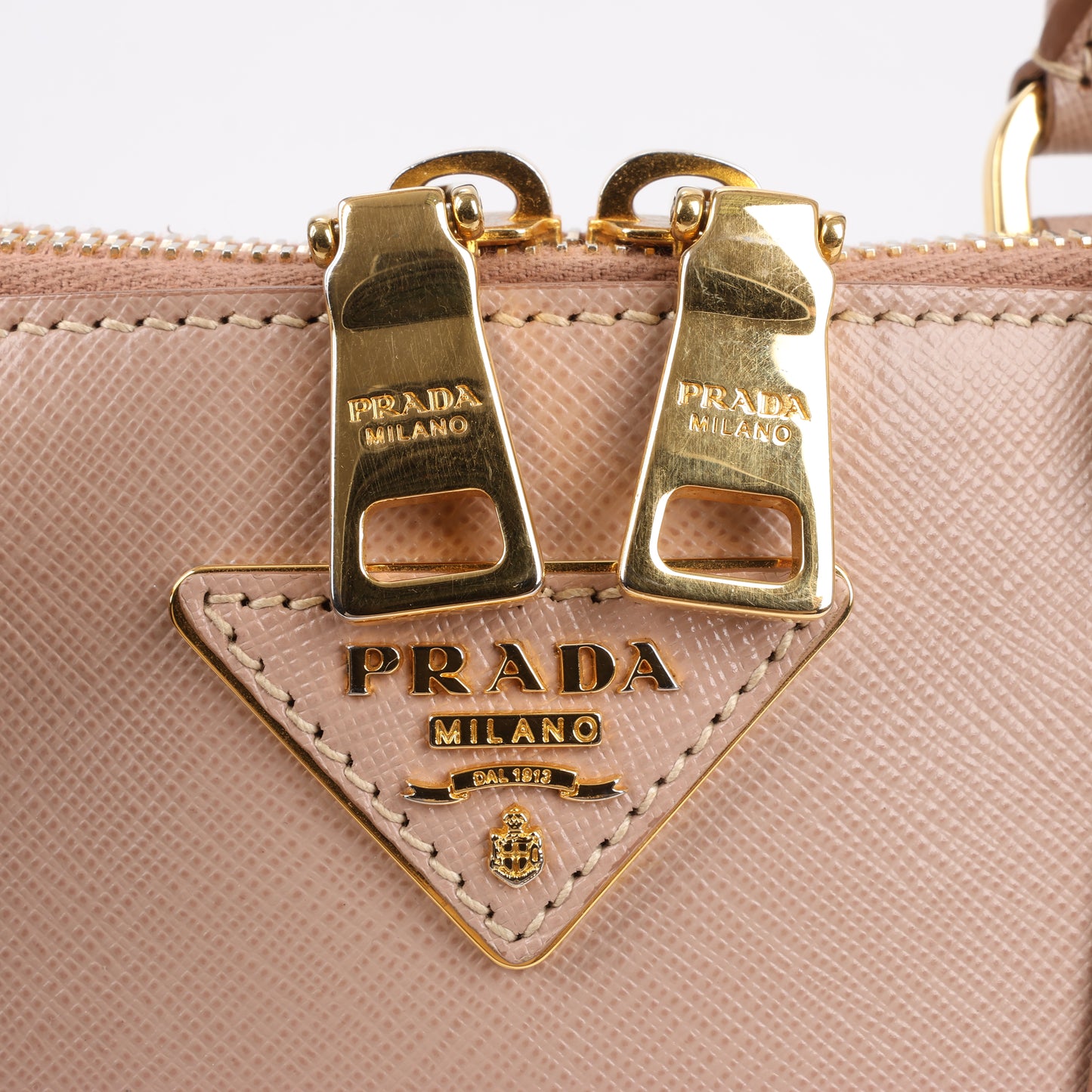 Prada Promenade Saffiano Lux Leather Handbag in Beige