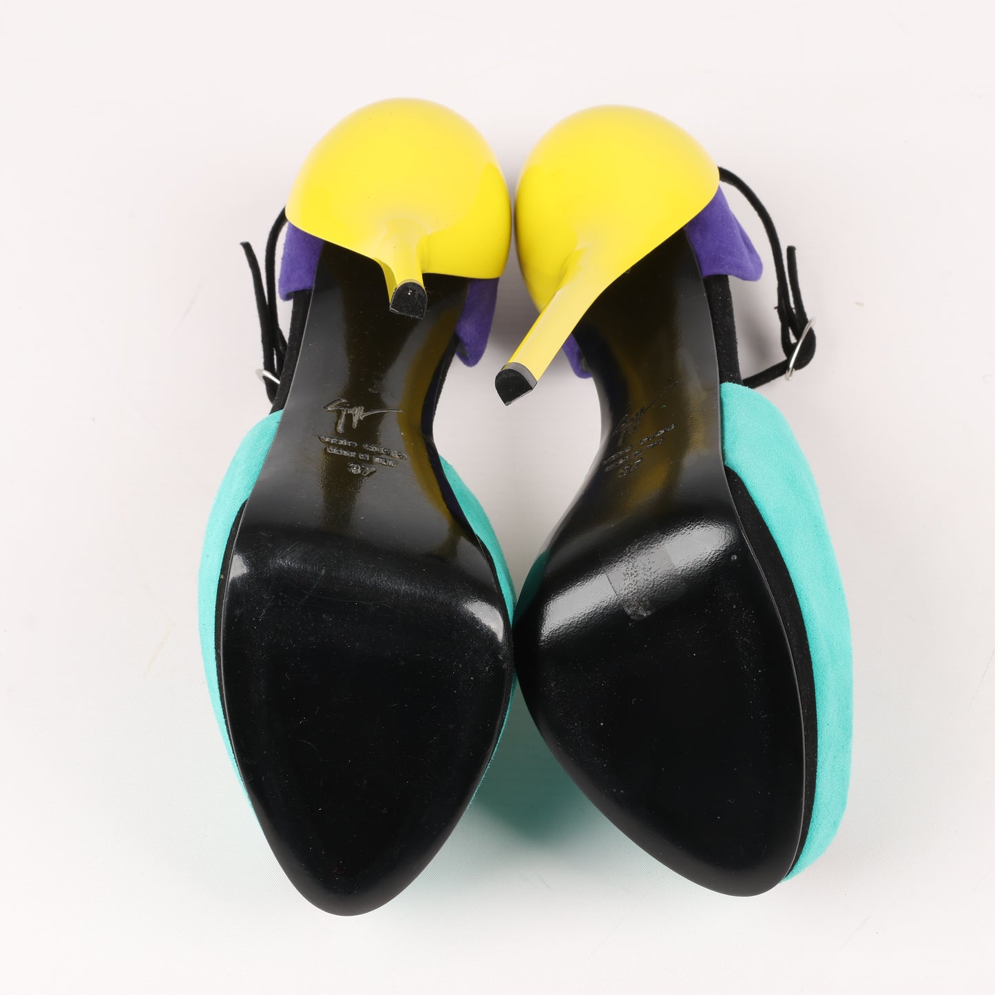 GIUSEPPE ZANNOTTI D'Orsay-Pumps aus Wildleder mit Farbblockmuster