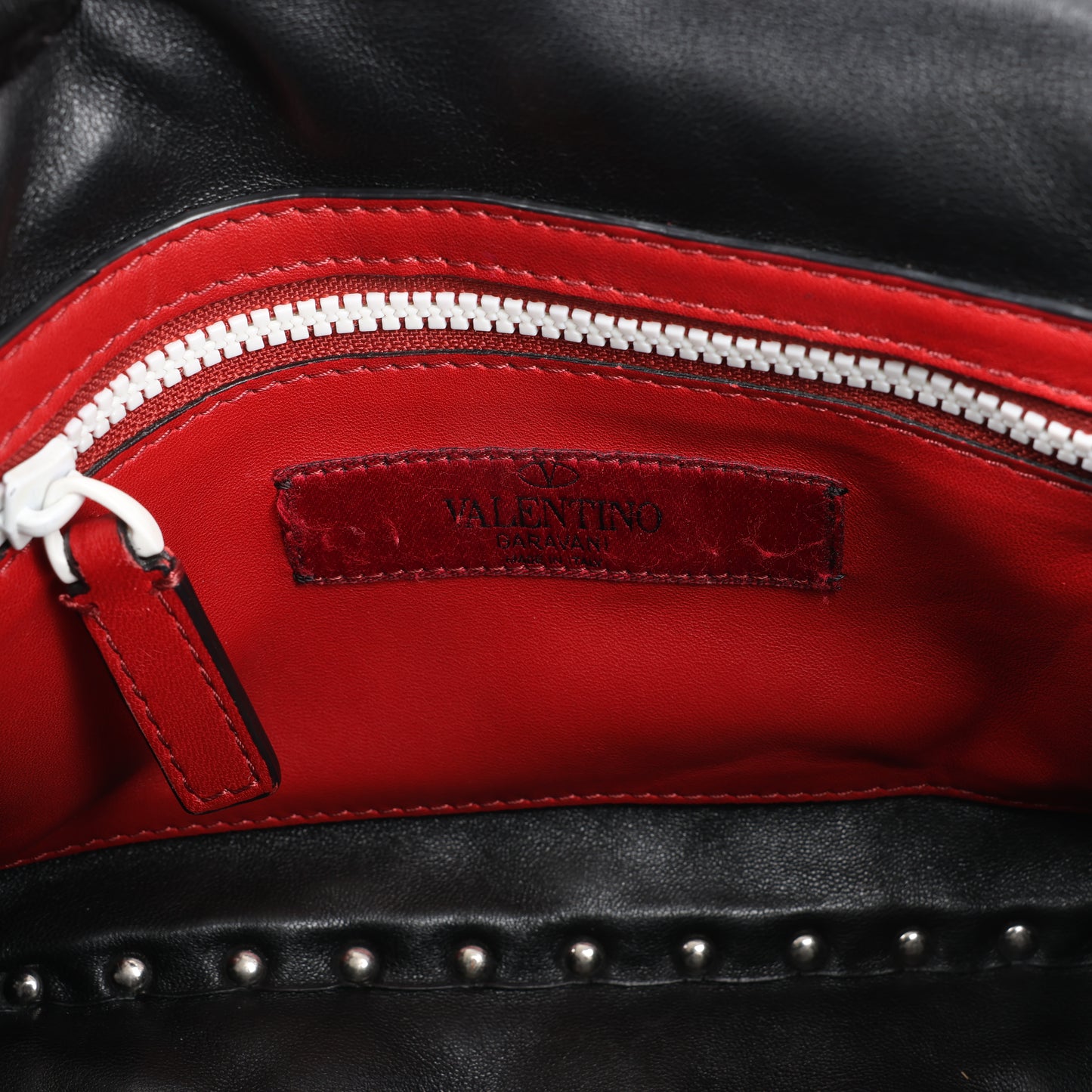 Valentino – Rockstud – Spike Chain 2Way-Schultertasche in Schwarz x Weiß