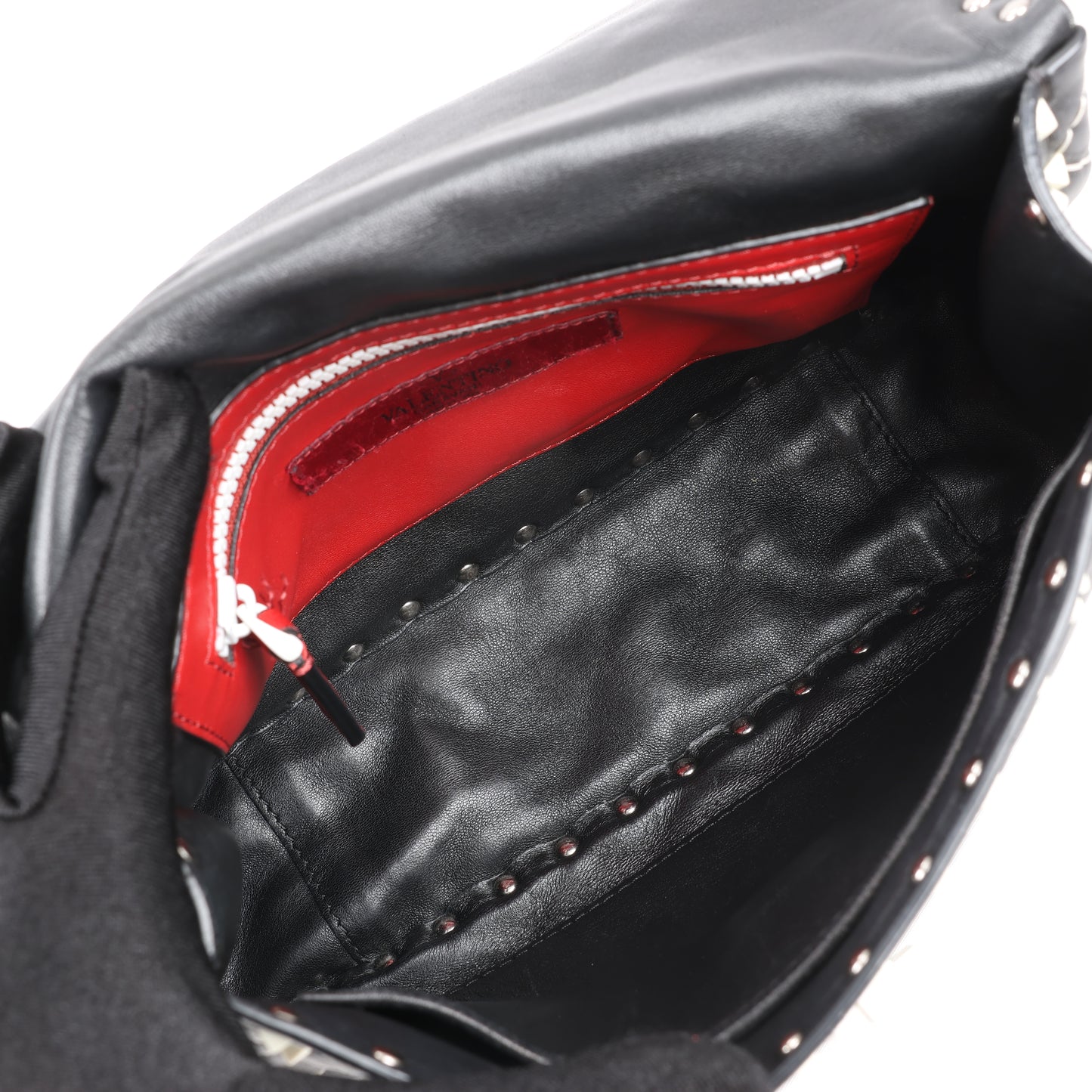 Valentino – Rockstud – Spike Chain 2Way-Schultertasche in Schwarz x Weiß