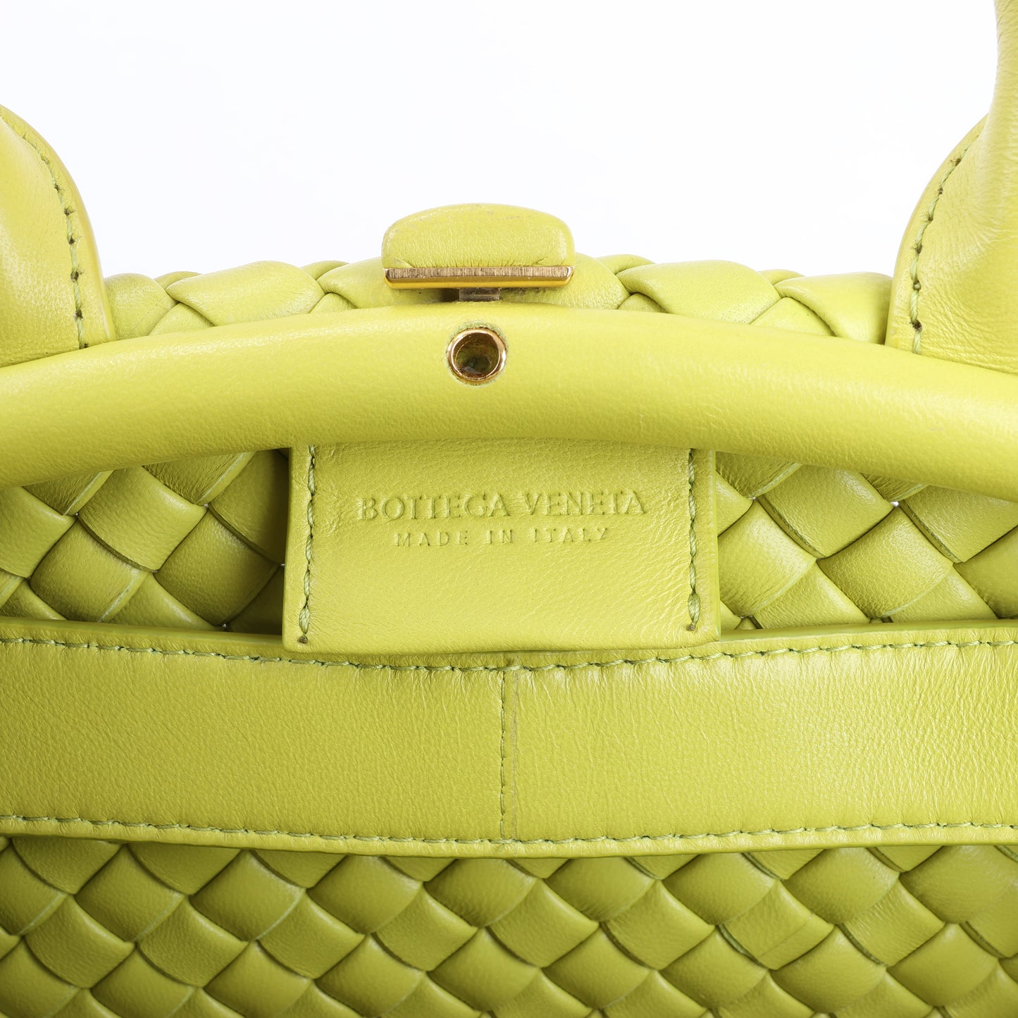 Bottega Veneta – Kleine 2-Wege-Handtasche aus Intrecciato-Leder in Gelbgrün