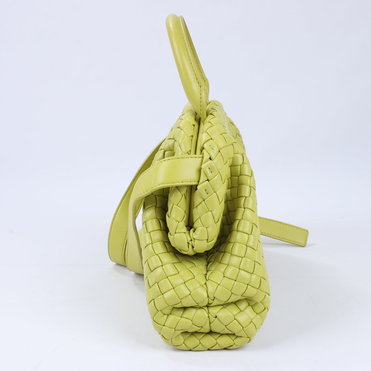 Bottega Veneta – Kleine 2-Wege-Handtasche aus Intrecciato-Leder in Gelbgrün