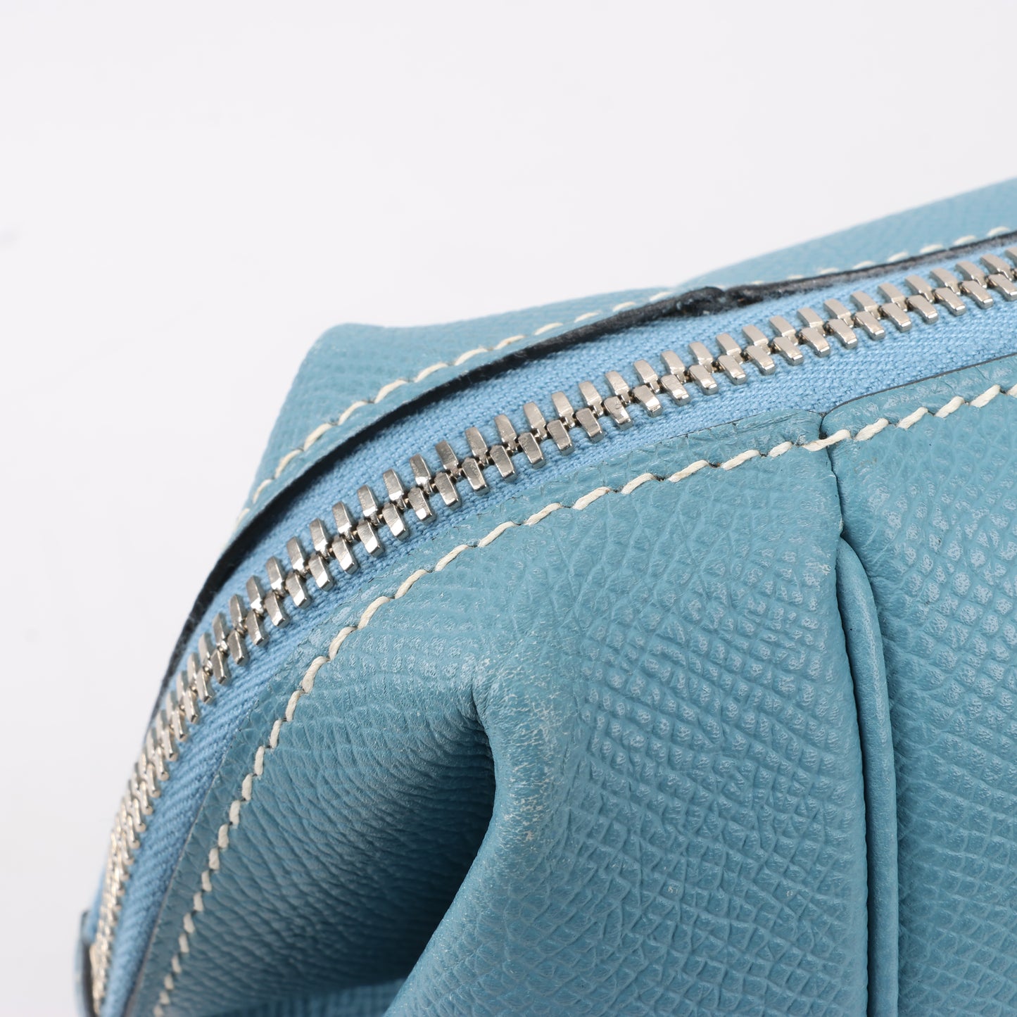 HERMES Paris Bombay 35 Veau Epsom Blue Jean Silver Metal Fittings Handbag □K: 2007